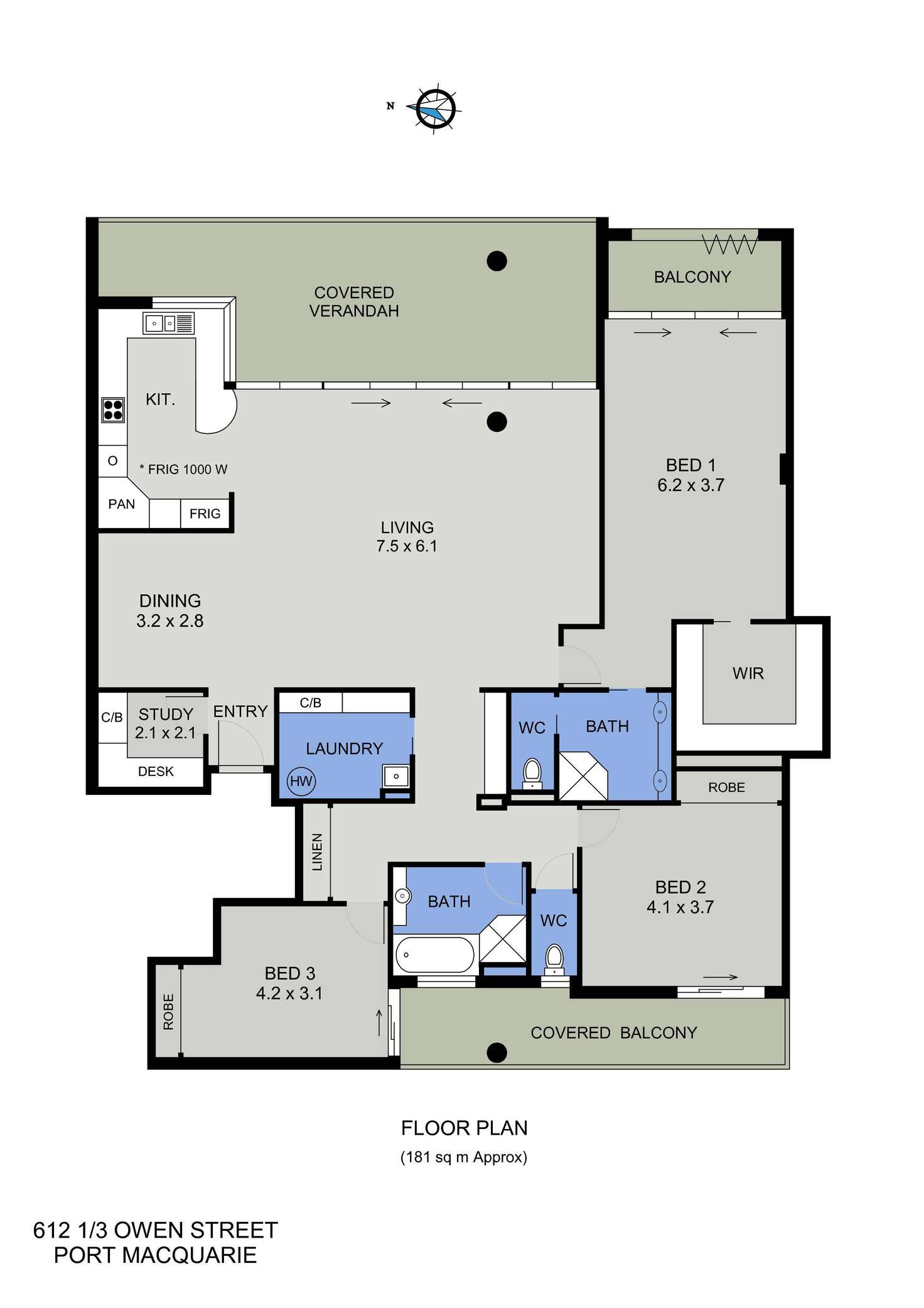 Floorplan of Homely unit listing, 612/1 Owen Street, Port Macquarie NSW 2444