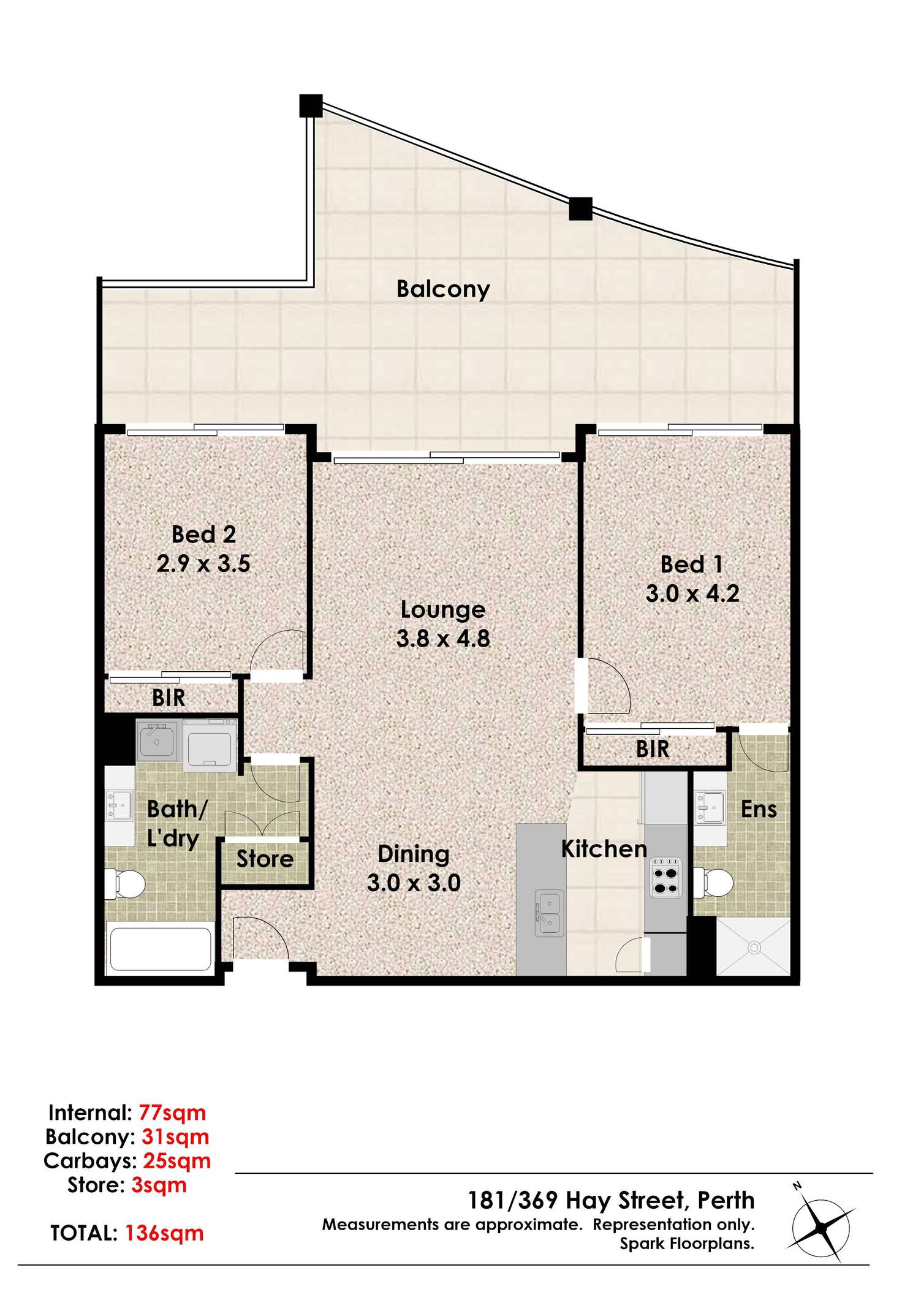 Floorplan of Homely apartment listing, 181/369 Hay Street, Perth WA 6000