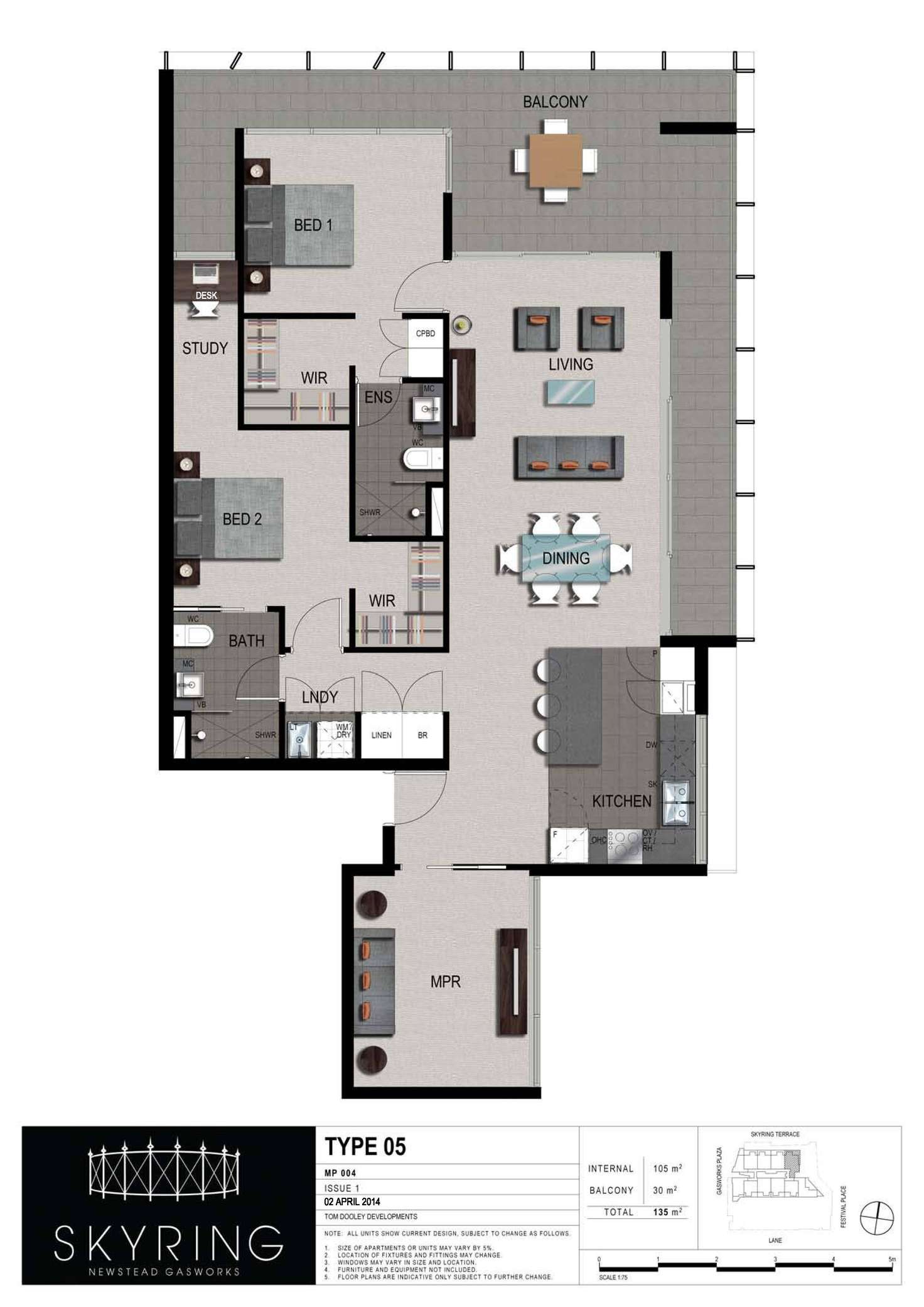 Floorplan of Homely apartment listing, 1805/30 Festival Place, Newstead QLD 4006