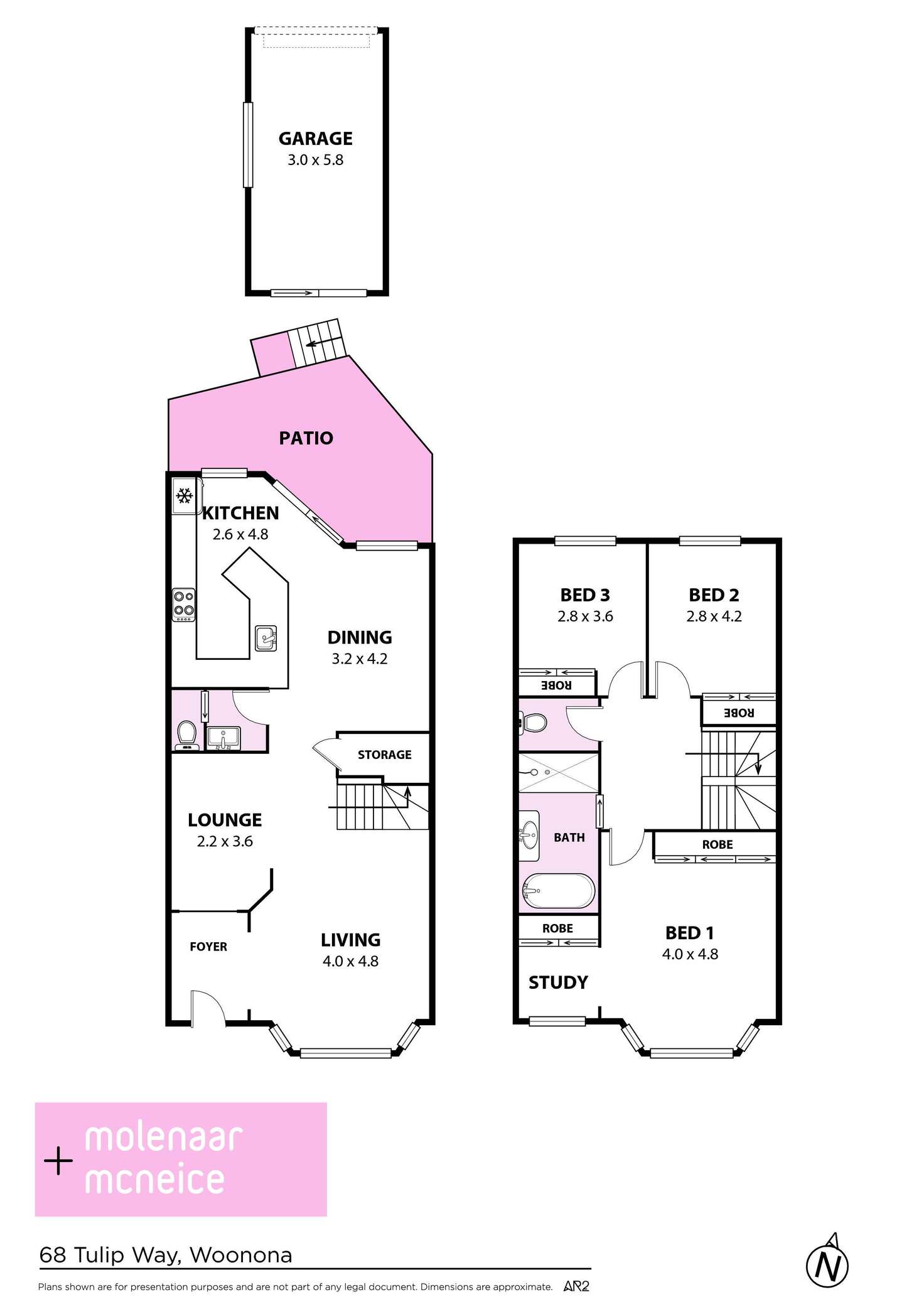 Floorplan of Homely townhouse listing, 68 Tulip Way, Woonona NSW 2517