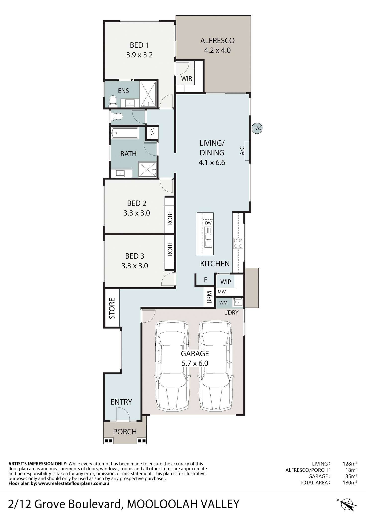 Floorplan of Homely semiDetached listing, 2/12 Grove Boulevard, Mooloolah Valley QLD 4553