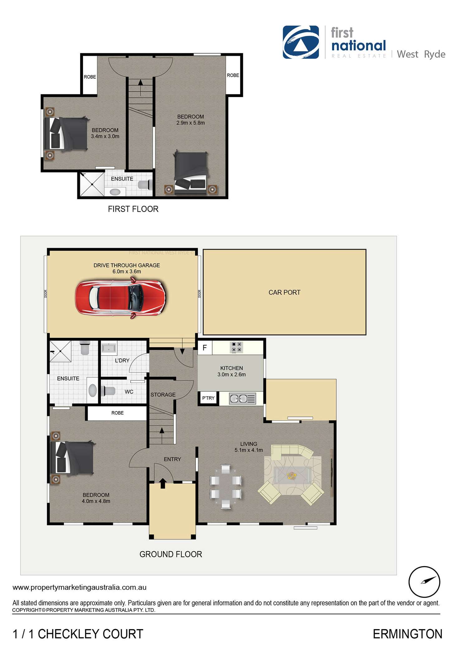 Floorplan of Homely townhouse listing, 1/1 Checkley Court, Ermington NSW 2115