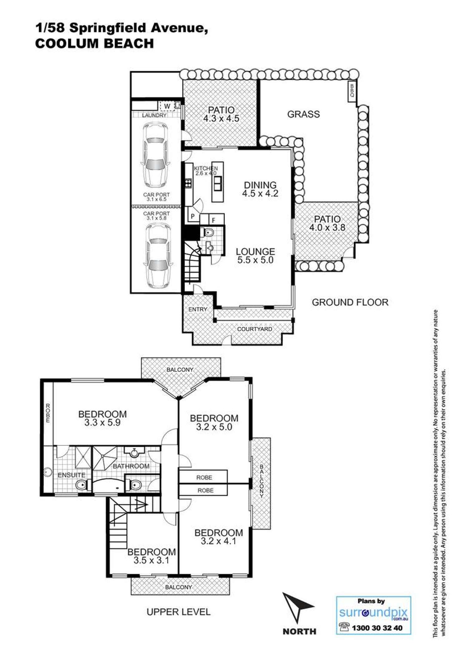 Floorplan of Homely townhouse listing, 1/58 Springfield Avenue, Coolum Beach QLD 4573