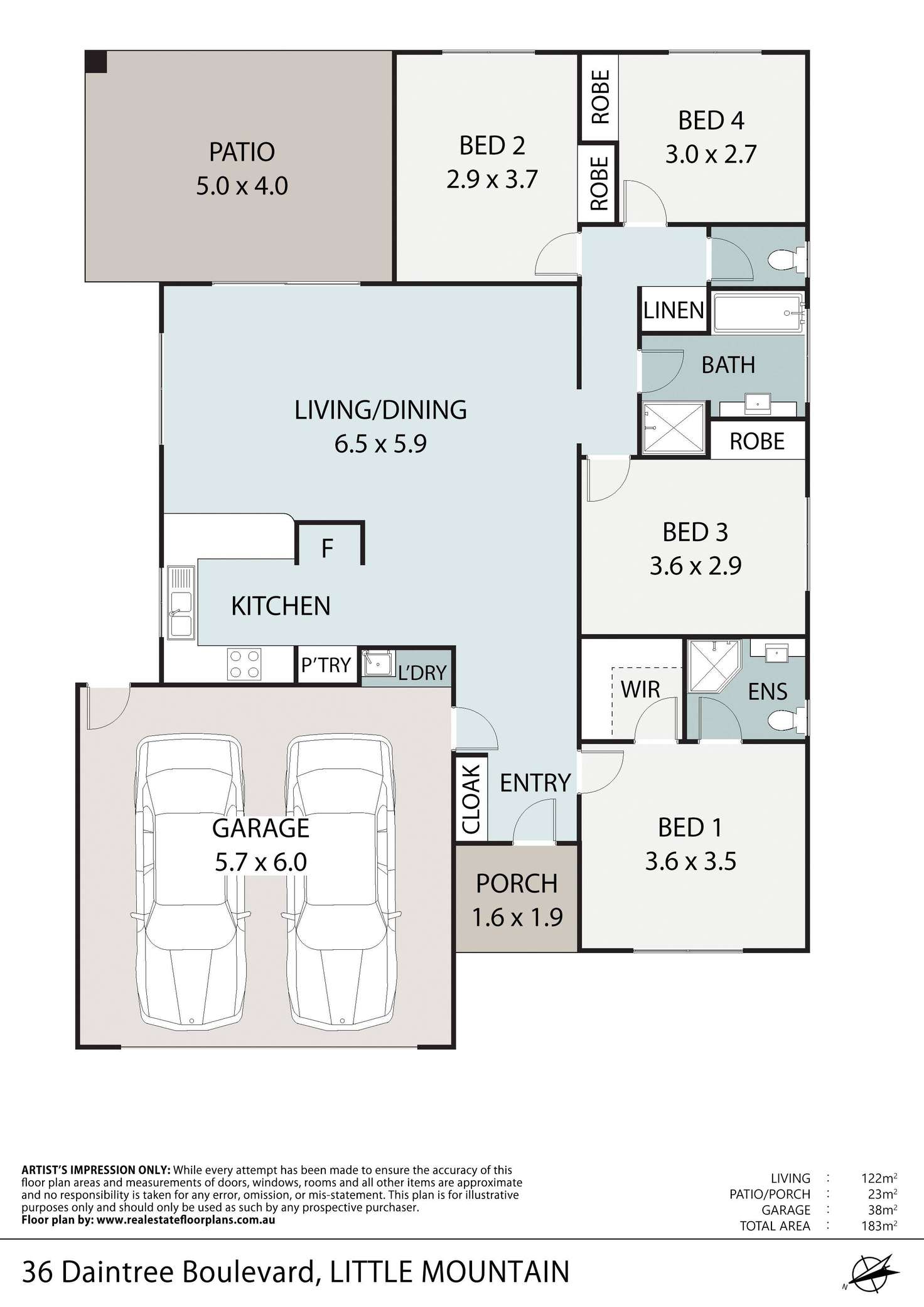 Floorplan of Homely house listing, 36 Daintree Boulevard, Little Mountain QLD 4551