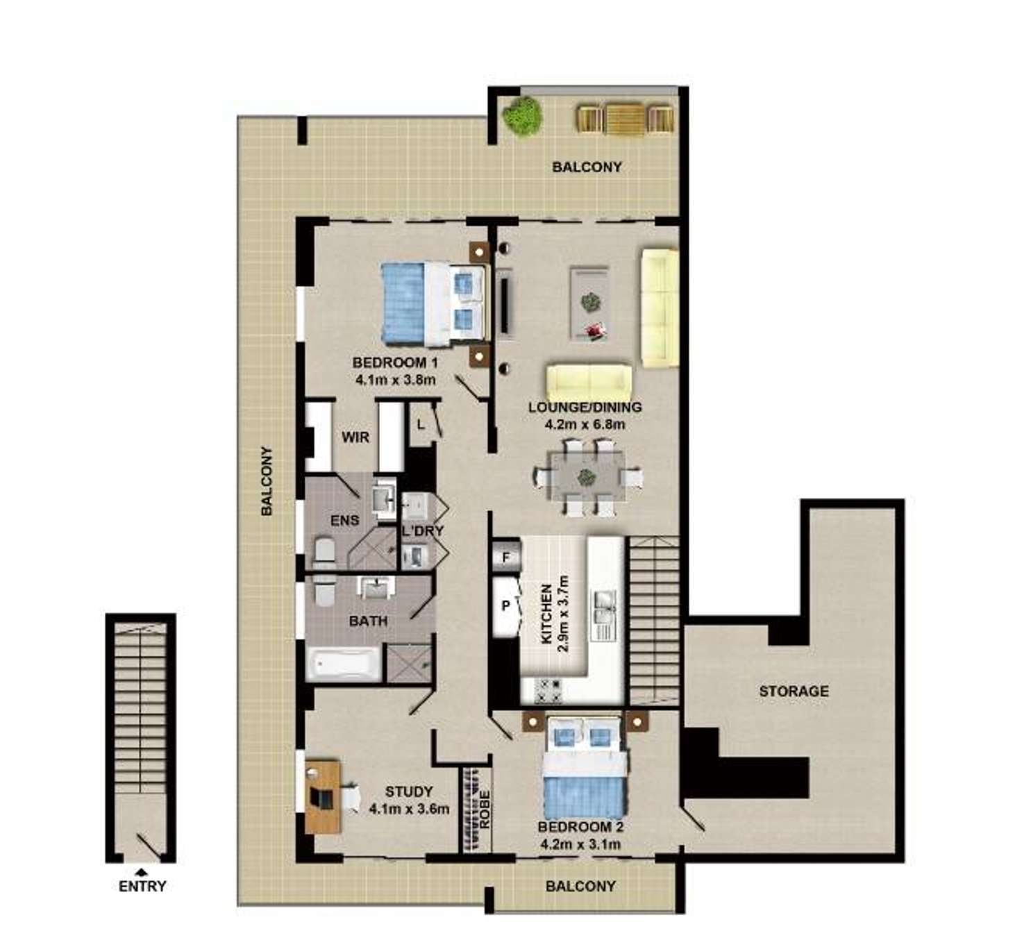 Floorplan of Homely apartment listing, 502A/8 Bourke Street, Mascot NSW 2020