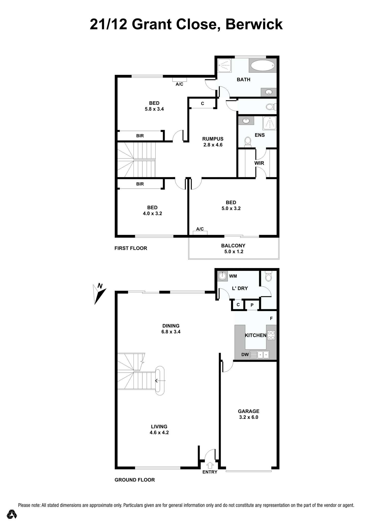 Floorplan of Homely townhouse listing, 21/12 Grant Close, Berwick VIC 3806
