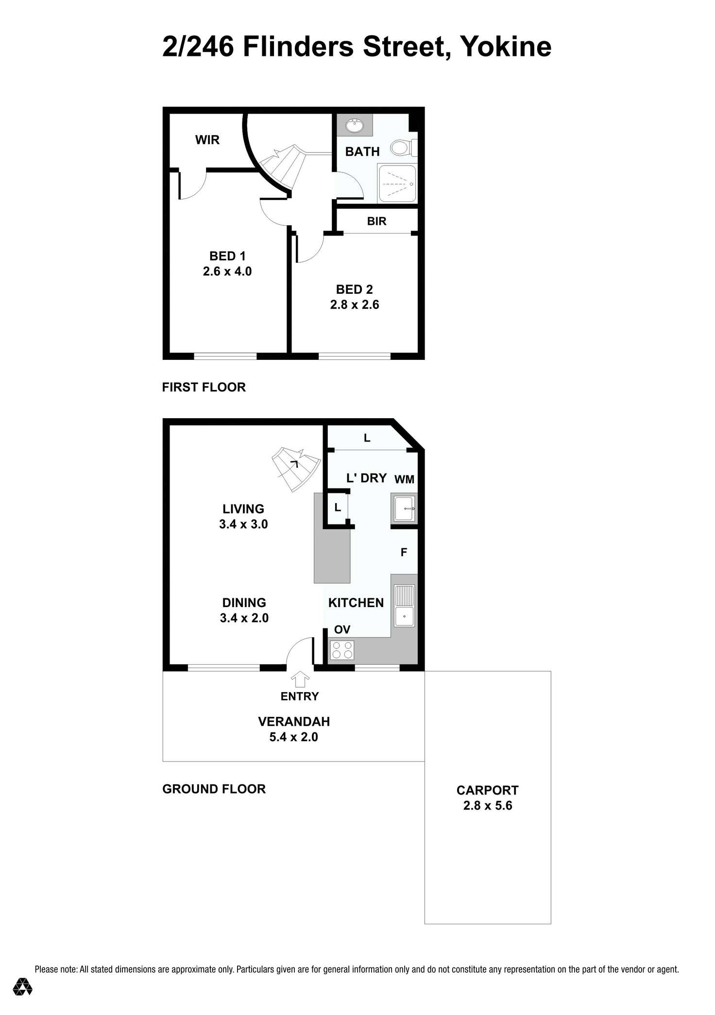 Floorplan of Homely townhouse listing, 2/246 Flinders Street, Yokine WA 6060