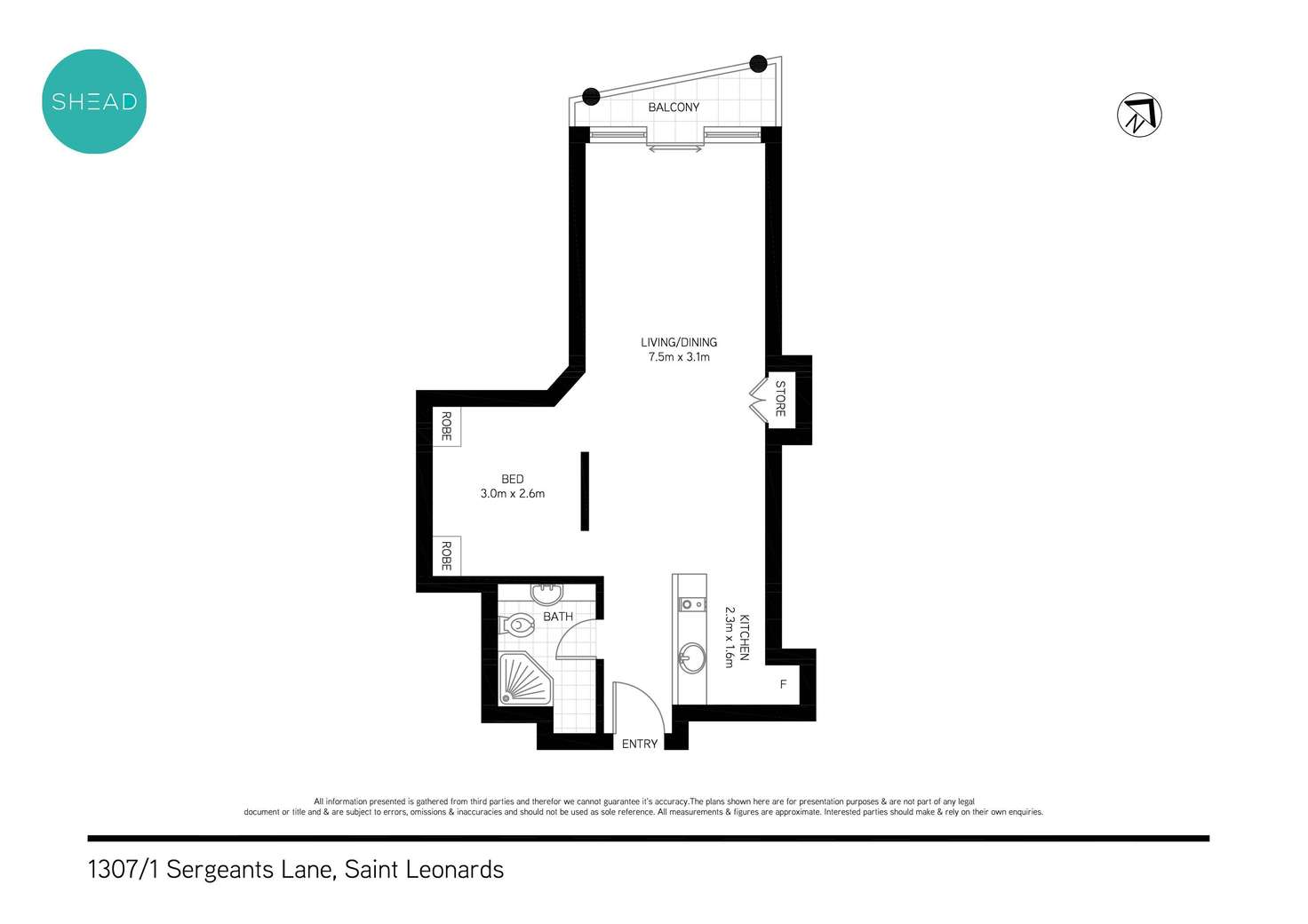 Floorplan of Homely apartment listing, Level 13/1307/1 Sergeants Lane, St Leonards NSW 2065