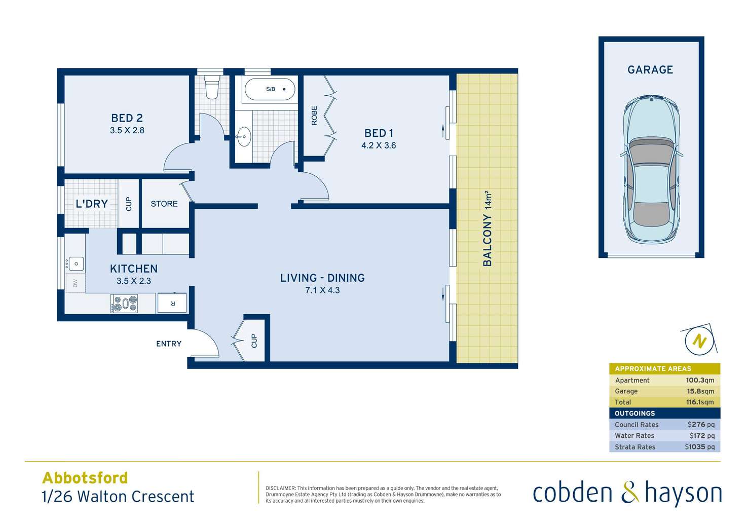 Floorplan of Homely apartment listing, 1/26 Walton Crescent, Abbotsford NSW 2046