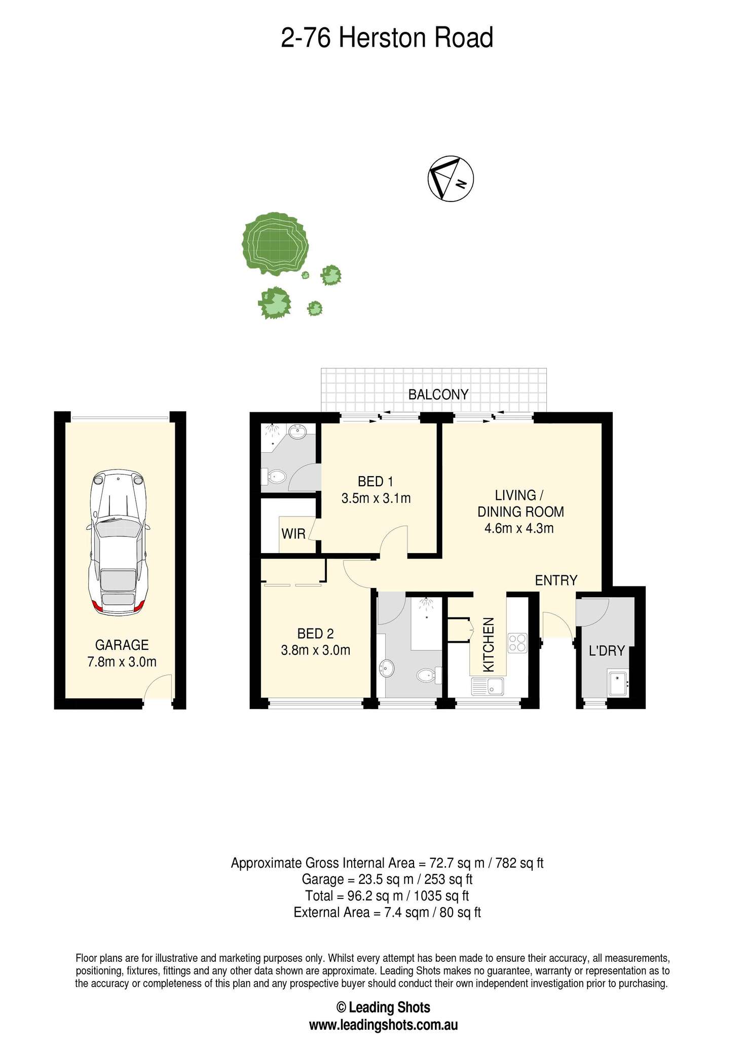 Floorplan of Homely unit listing, 2/76 Herston Road, Kelvin Grove QLD 4059