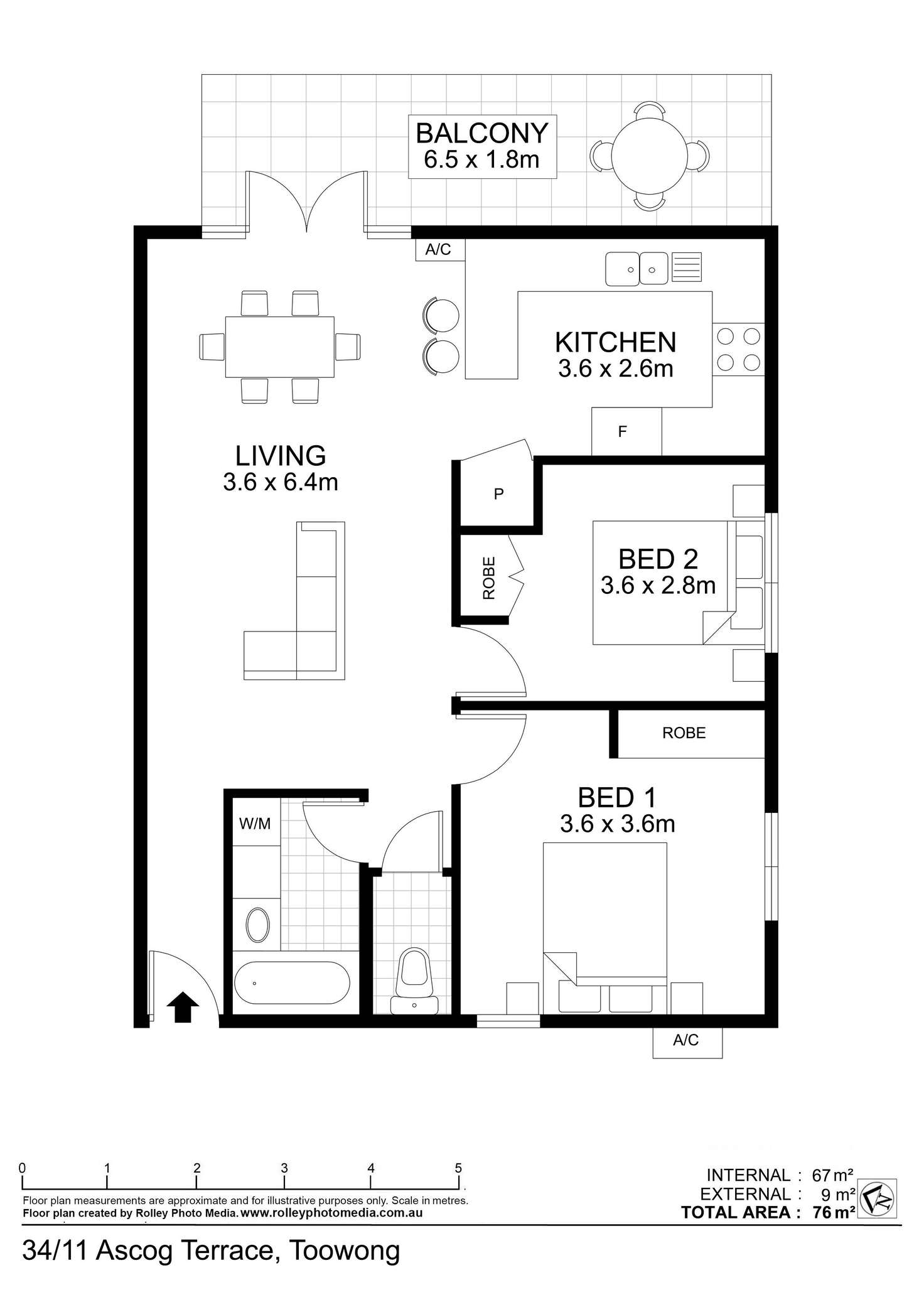 Floorplan of Homely apartment listing, 34/11 Ascog Terrace, Toowong QLD 4066