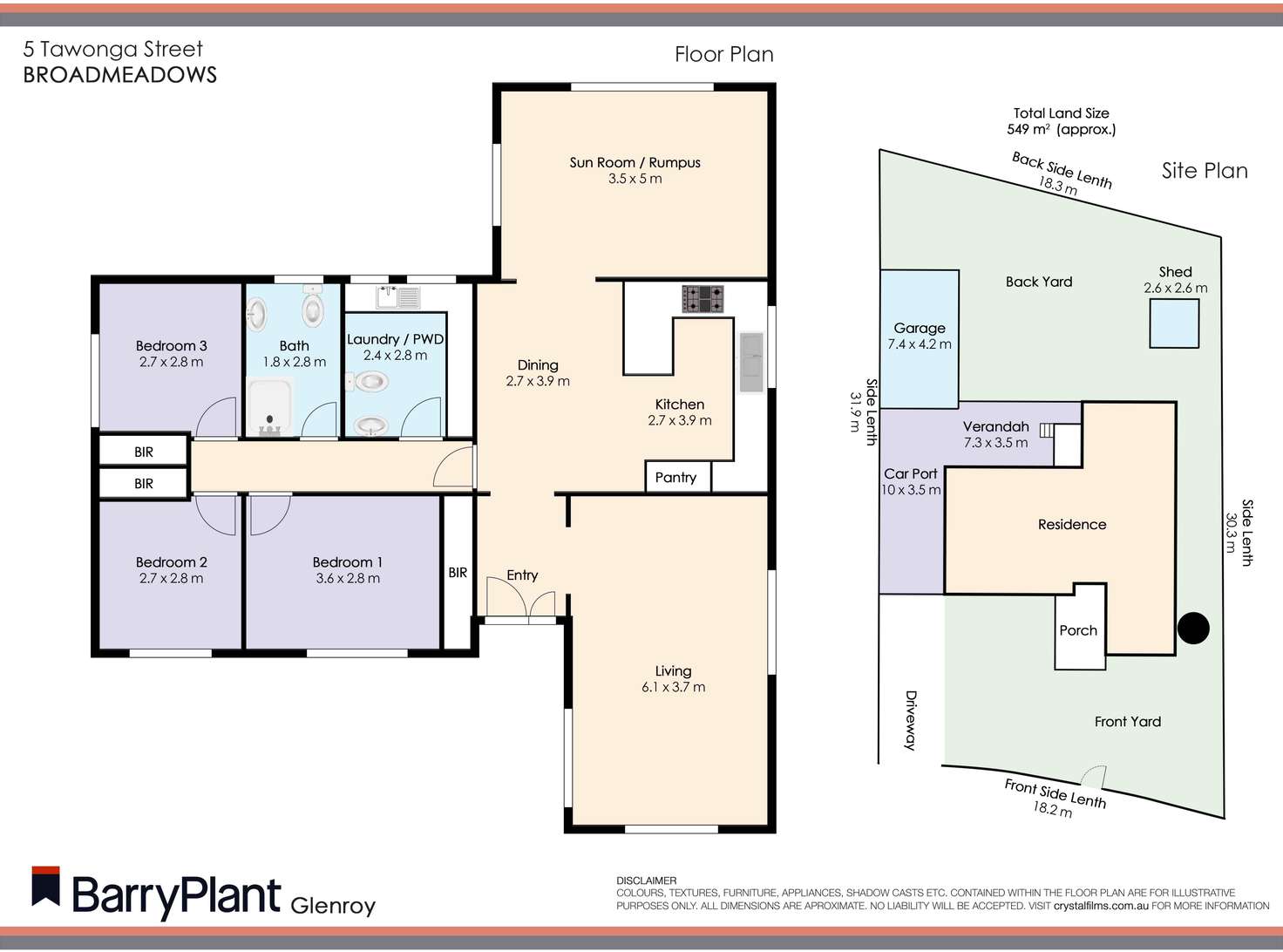 Floorplan of Homely house listing, 5 Tawonga Street, Broadmeadows VIC 3047