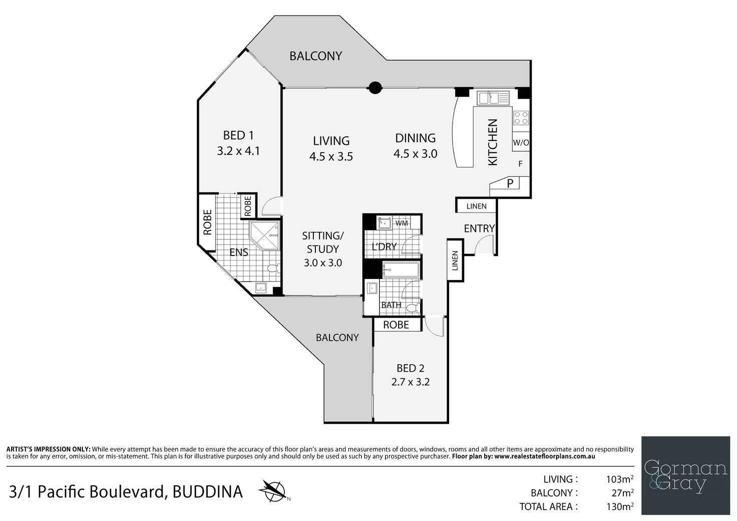 Floorplan of Homely unit listing, 3/1 Pacific Boulevard, Buddina QLD 4575