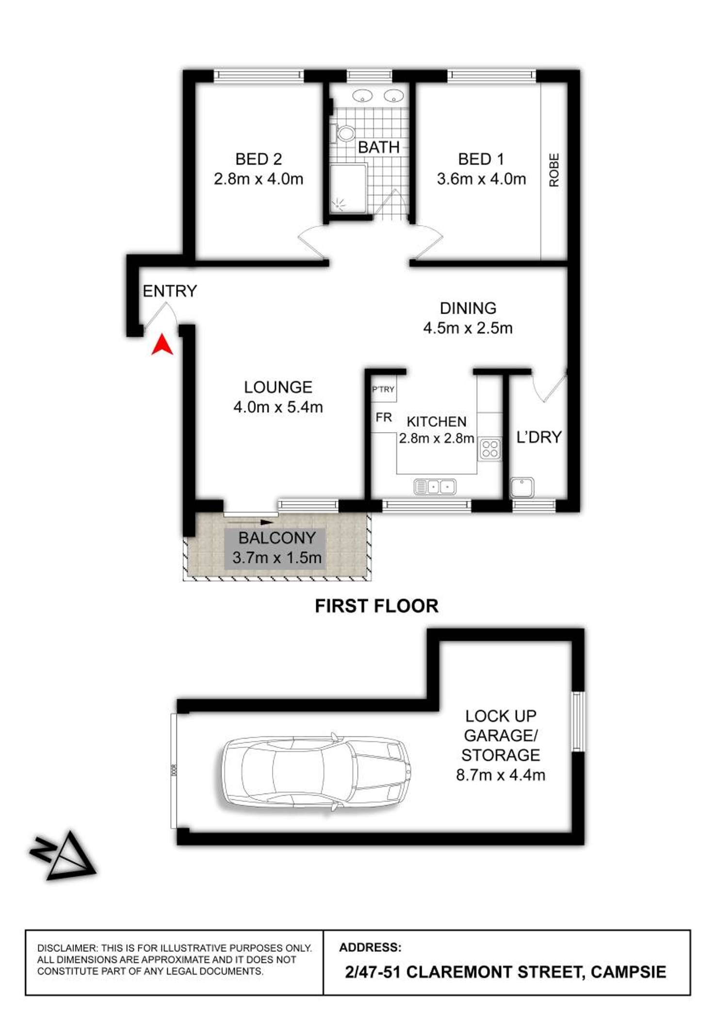 Floorplan of Homely apartment listing, 2/47-51 Claremont Street, Campsie NSW 2194