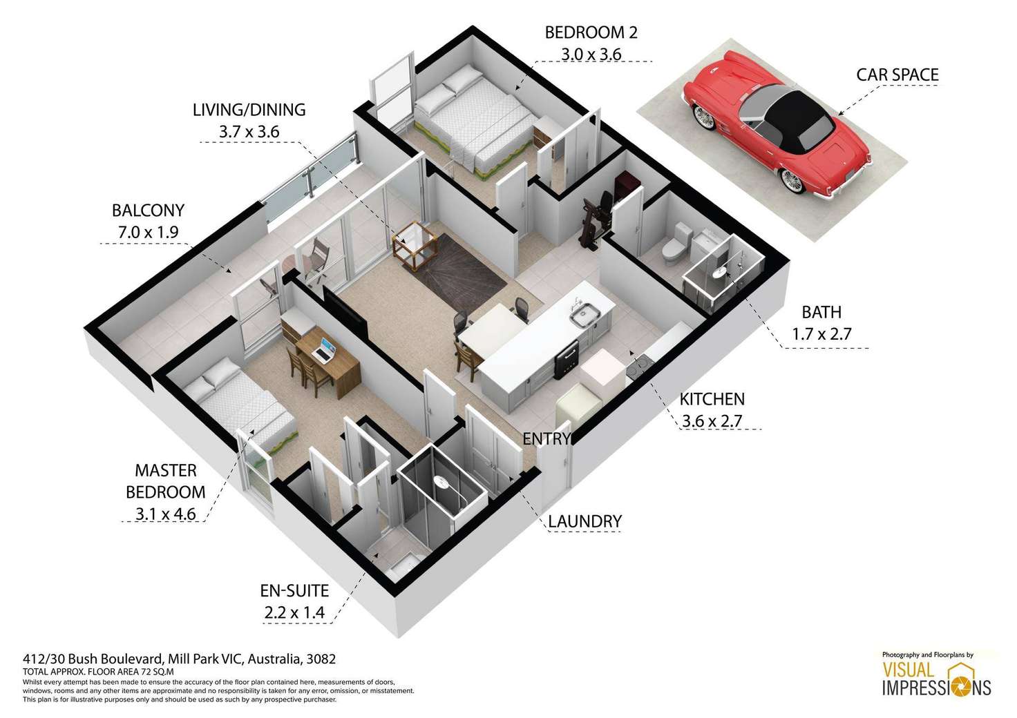 Floorplan of Homely apartment listing, 412/30 Bush Boulevard, Mill Park VIC 3082