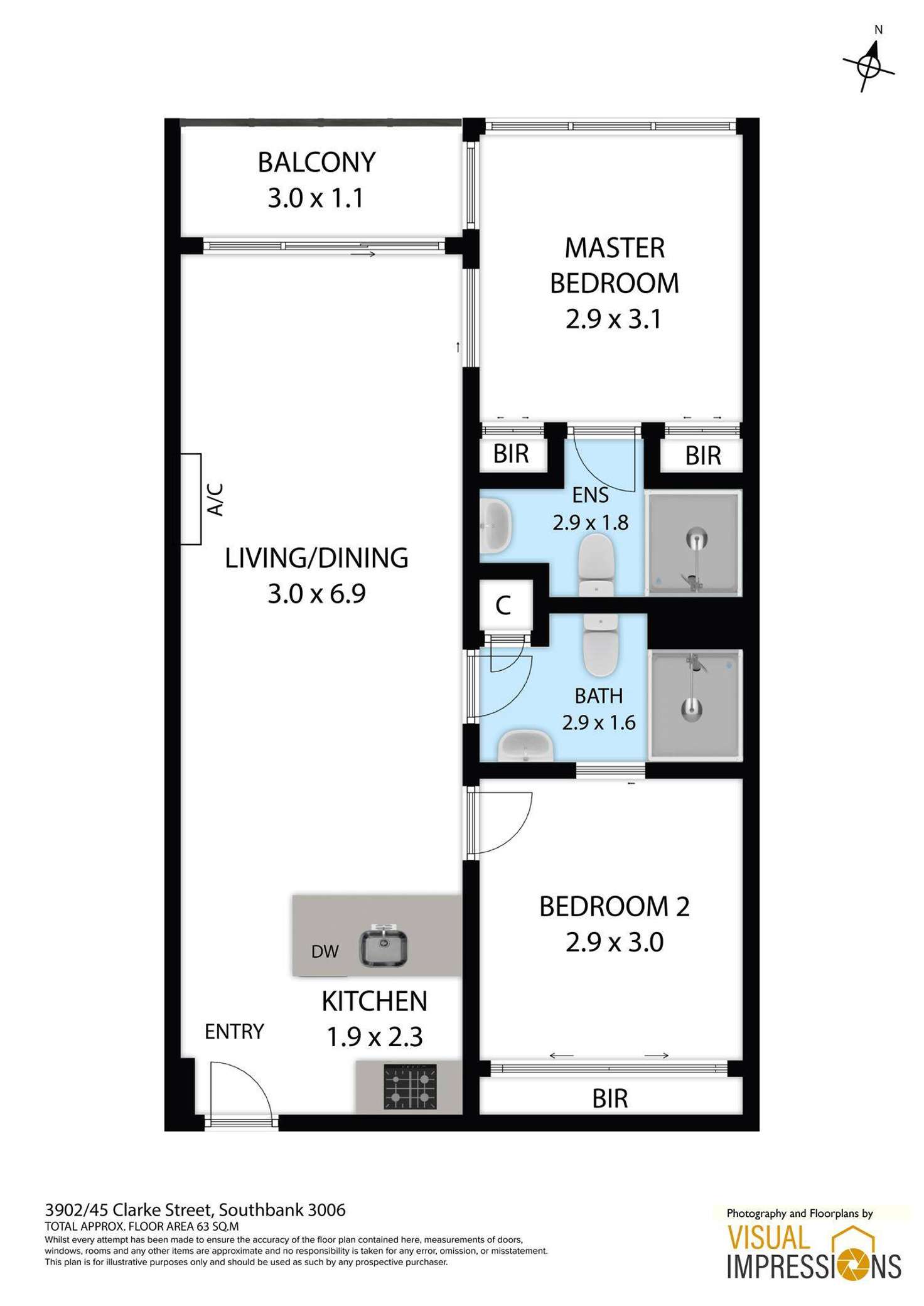Floorplan of Homely apartment listing, 3902/45 Clarke Street, Southbank VIC 3006