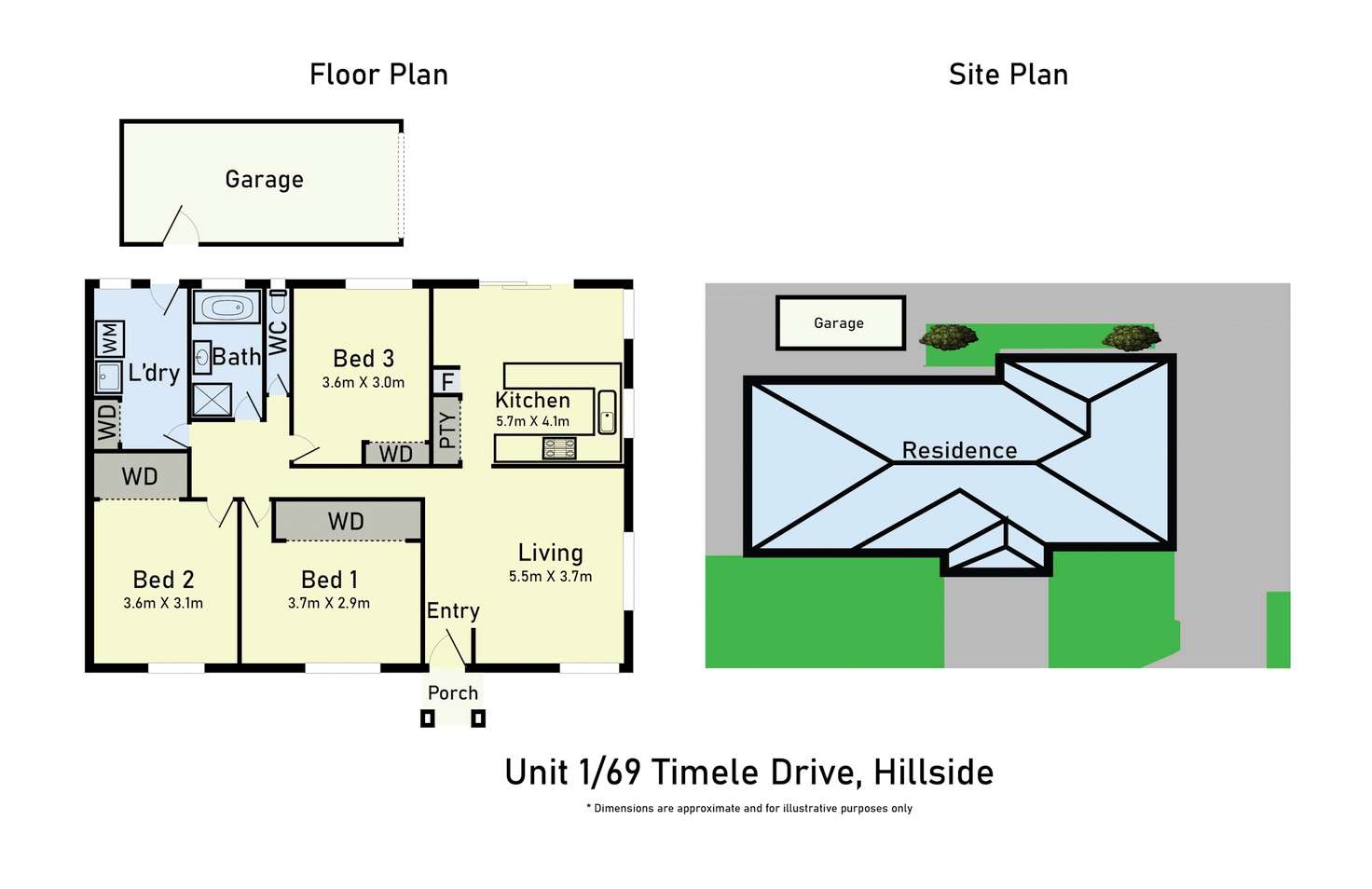 Floorplan of Homely unit listing, 1/69 Timele Drive, Hillside VIC 3037