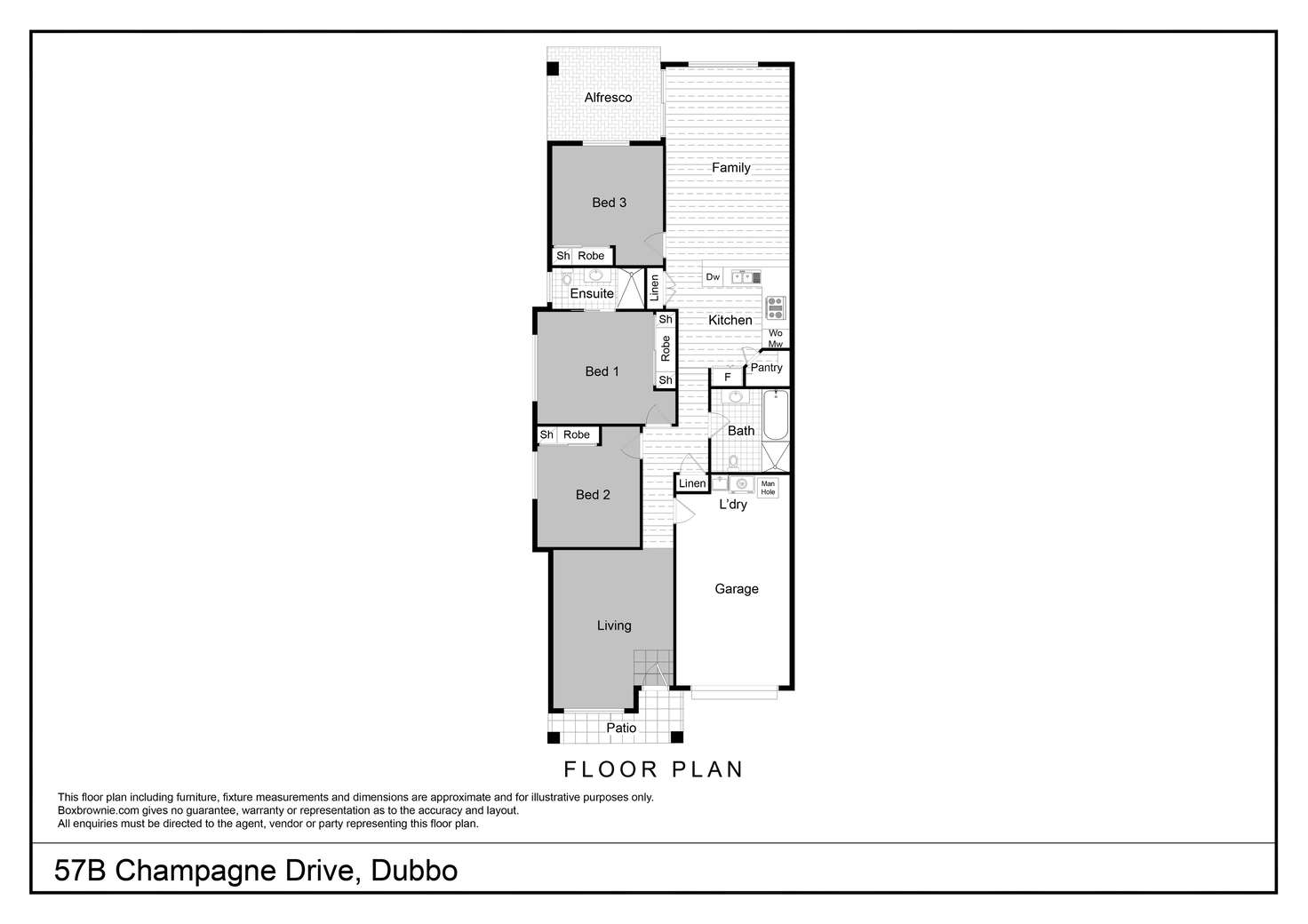 Floorplan of Homely semiDetached listing, 57B Champagne Drive, Dubbo NSW 2830