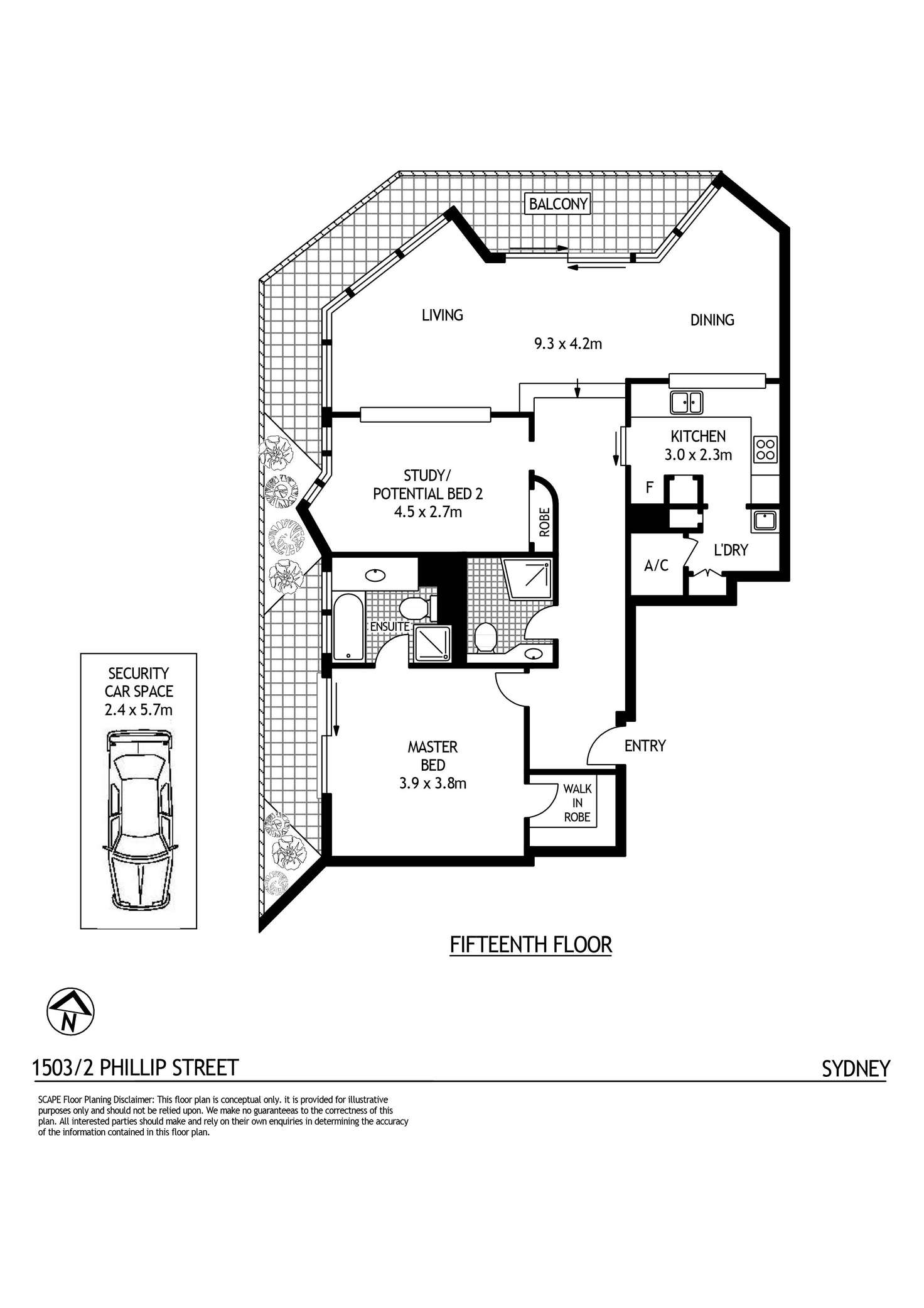Floorplan of Homely apartment listing, Level 15/2 Phillip Street, Sydney NSW 2000