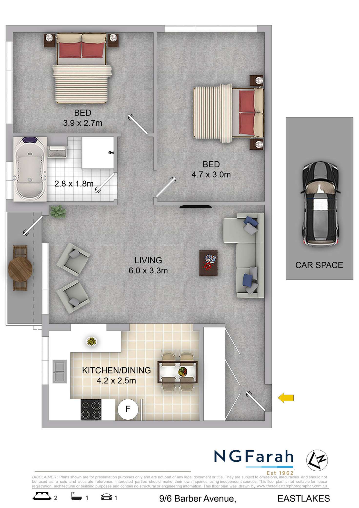 Floorplan of Homely unit listing, 9/6 Barber Avenue, Eastlakes NSW 2018