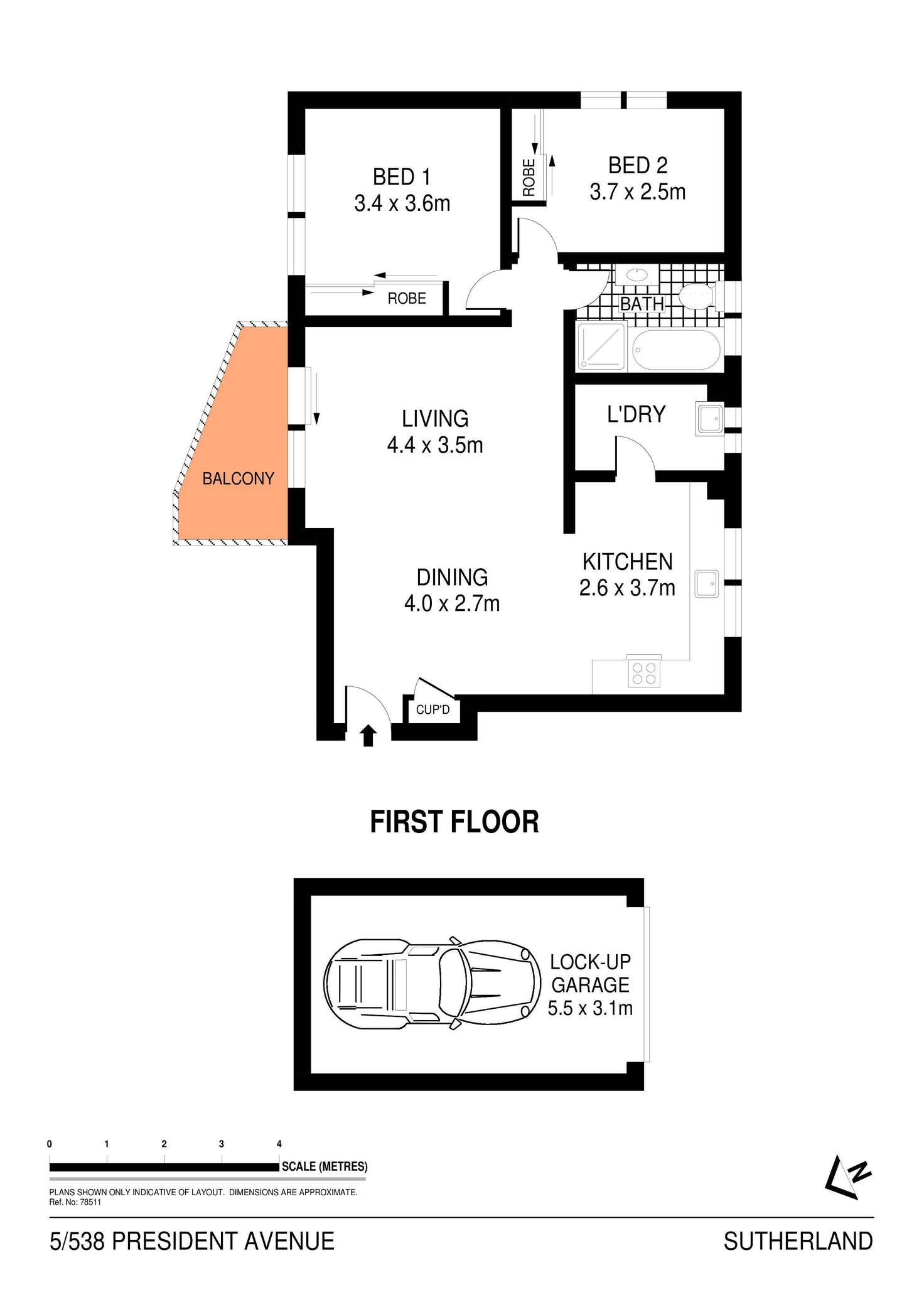 Floorplan of Homely apartment listing, 5/538 President Avenue, Sutherland NSW 2232