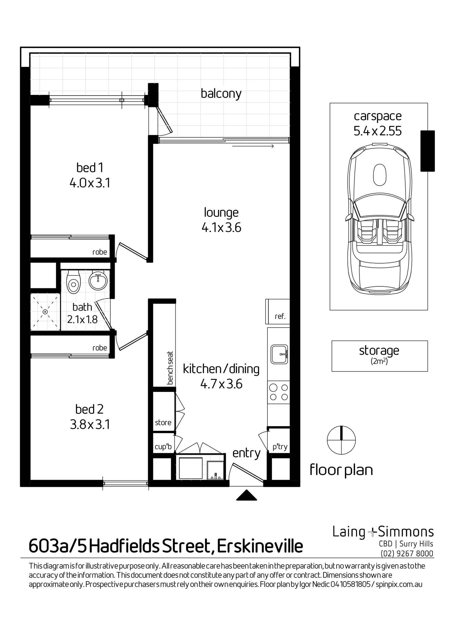 Floorplan of Homely apartment listing, 603a/5 Hadfields Street, Erskineville NSW 2043