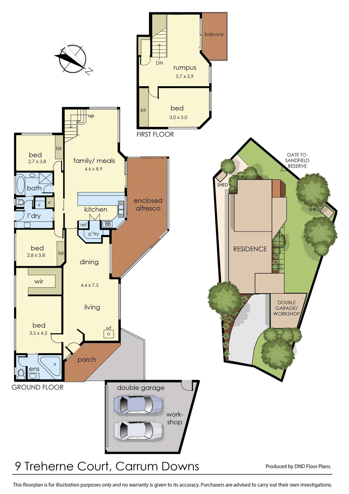 Floorplan of Homely house listing, 9 Treherne Court, Carrum Downs VIC 3201