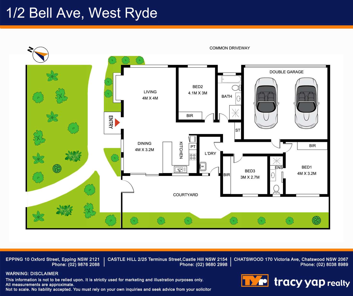 Floorplan of Homely villa listing, 1/2 Bell Avenue, West Ryde NSW 2114