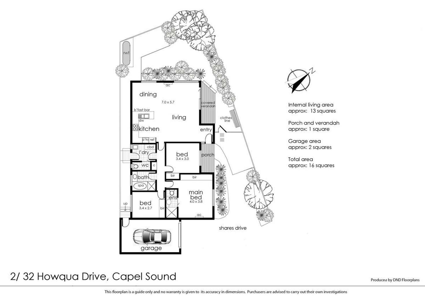 Floorplan of Homely unit listing, 2/32 Howqua Drive, Capel Sound VIC 3940