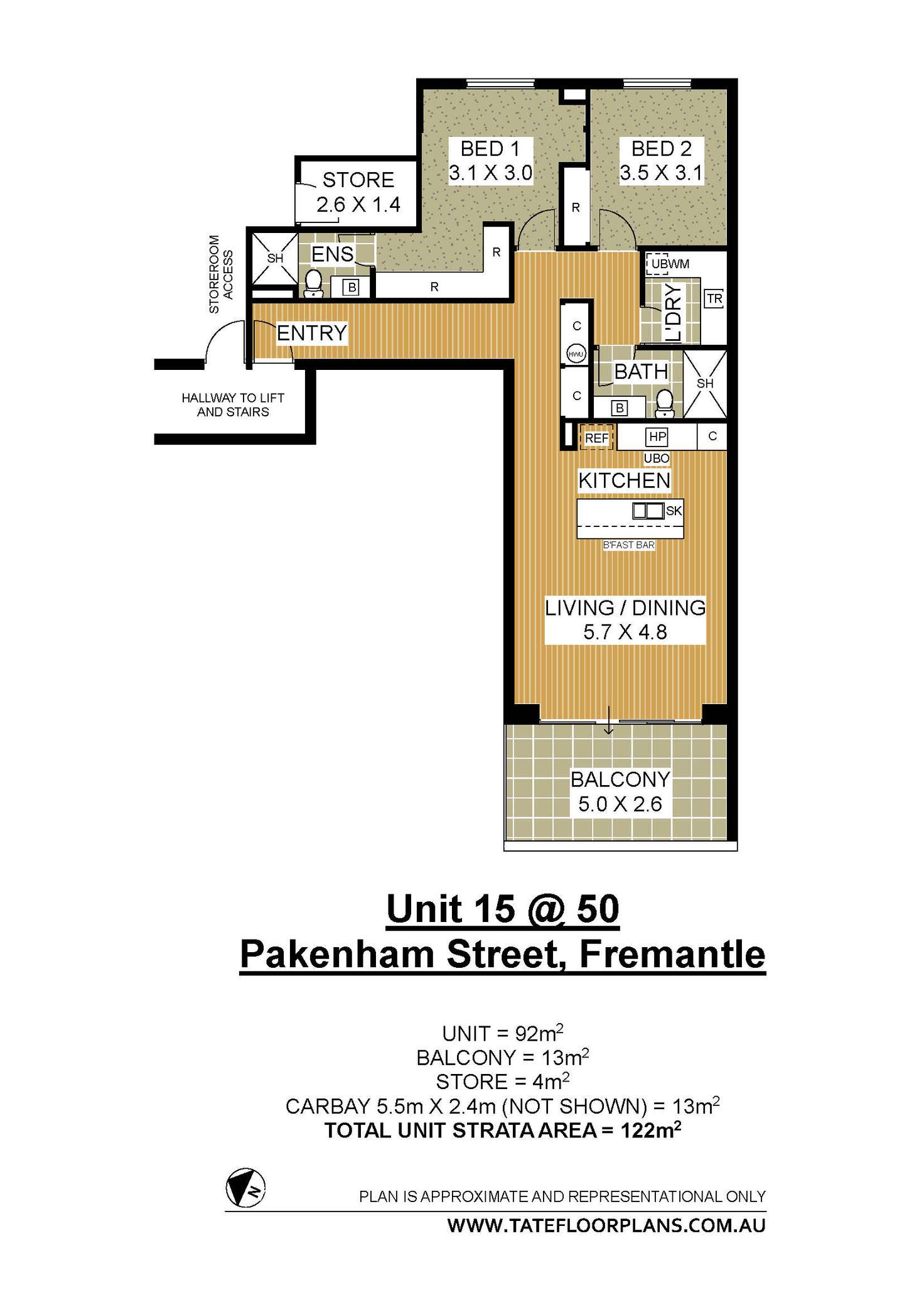 Floorplan of Homely unit listing, 15/50 Pakenham Street, Fremantle WA 6160
