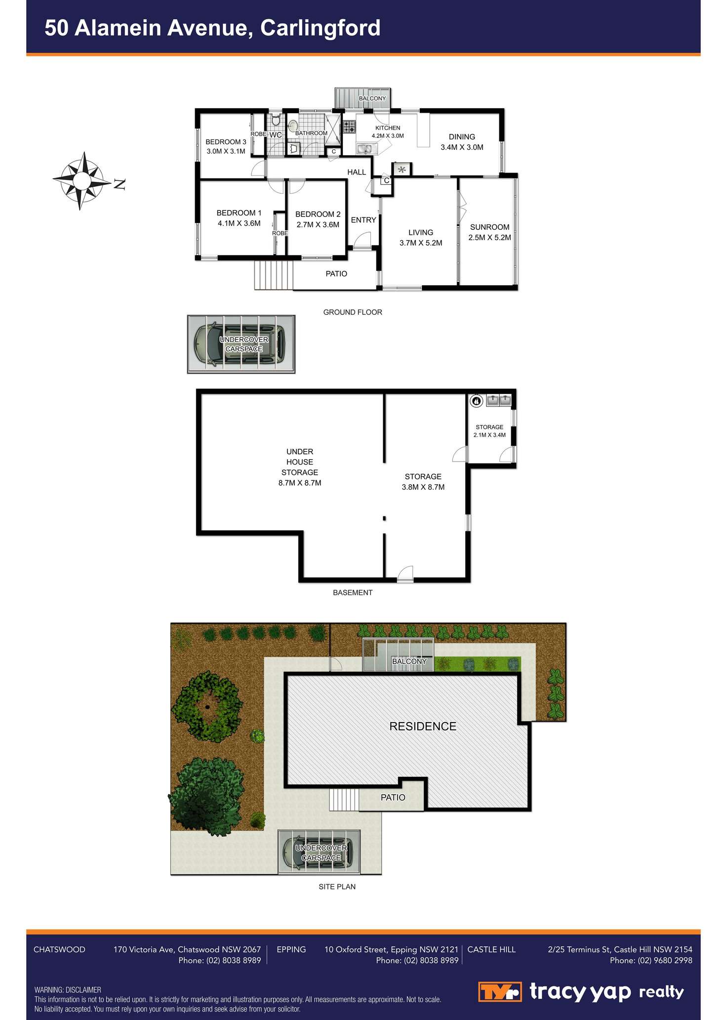 Floorplan of Homely semiDetached listing, 50 Alamein Avenue, Carlingford NSW 2118