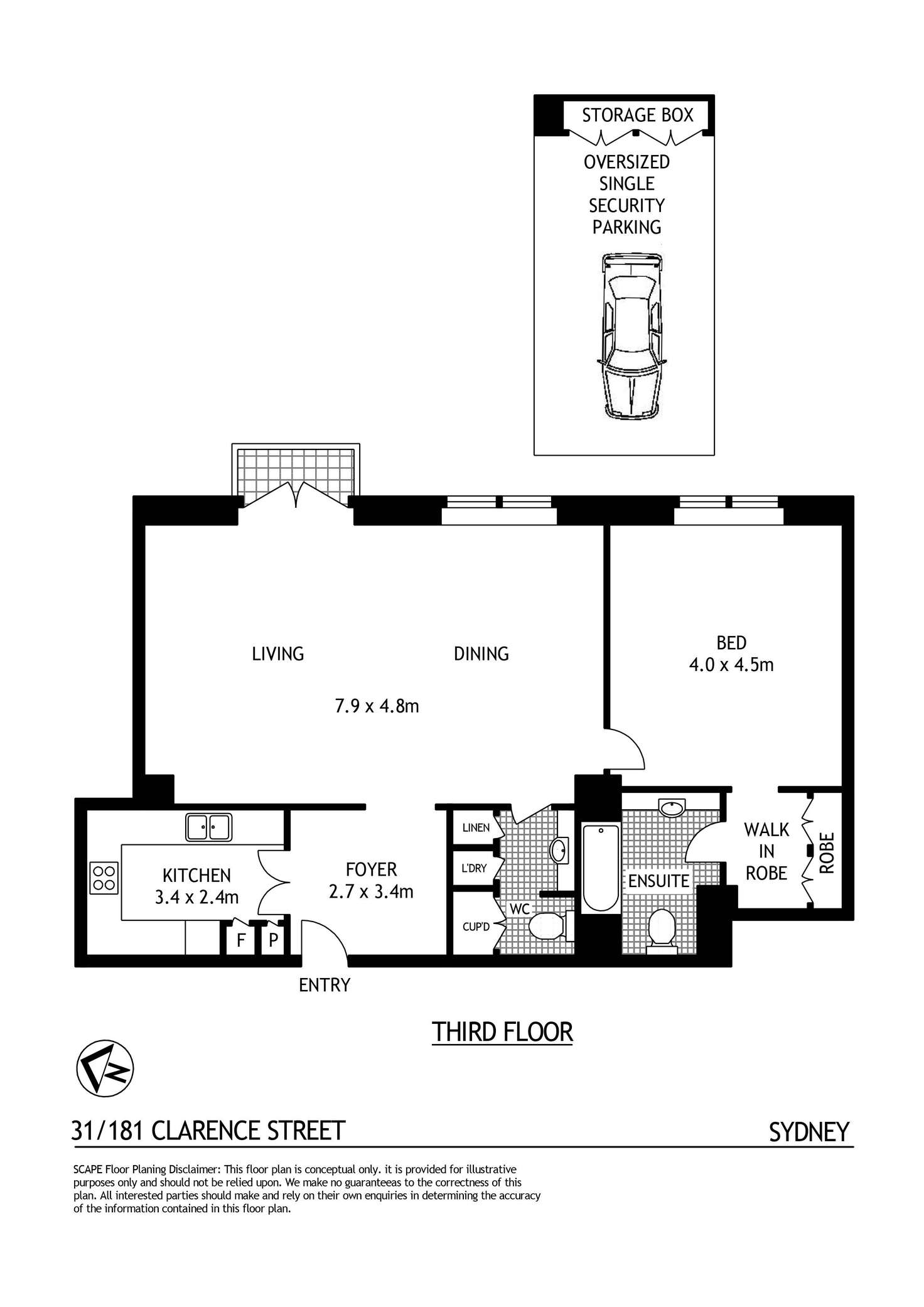 Floorplan of Homely apartment listing, 31/181 Clarence Street, Sydney NSW 2000