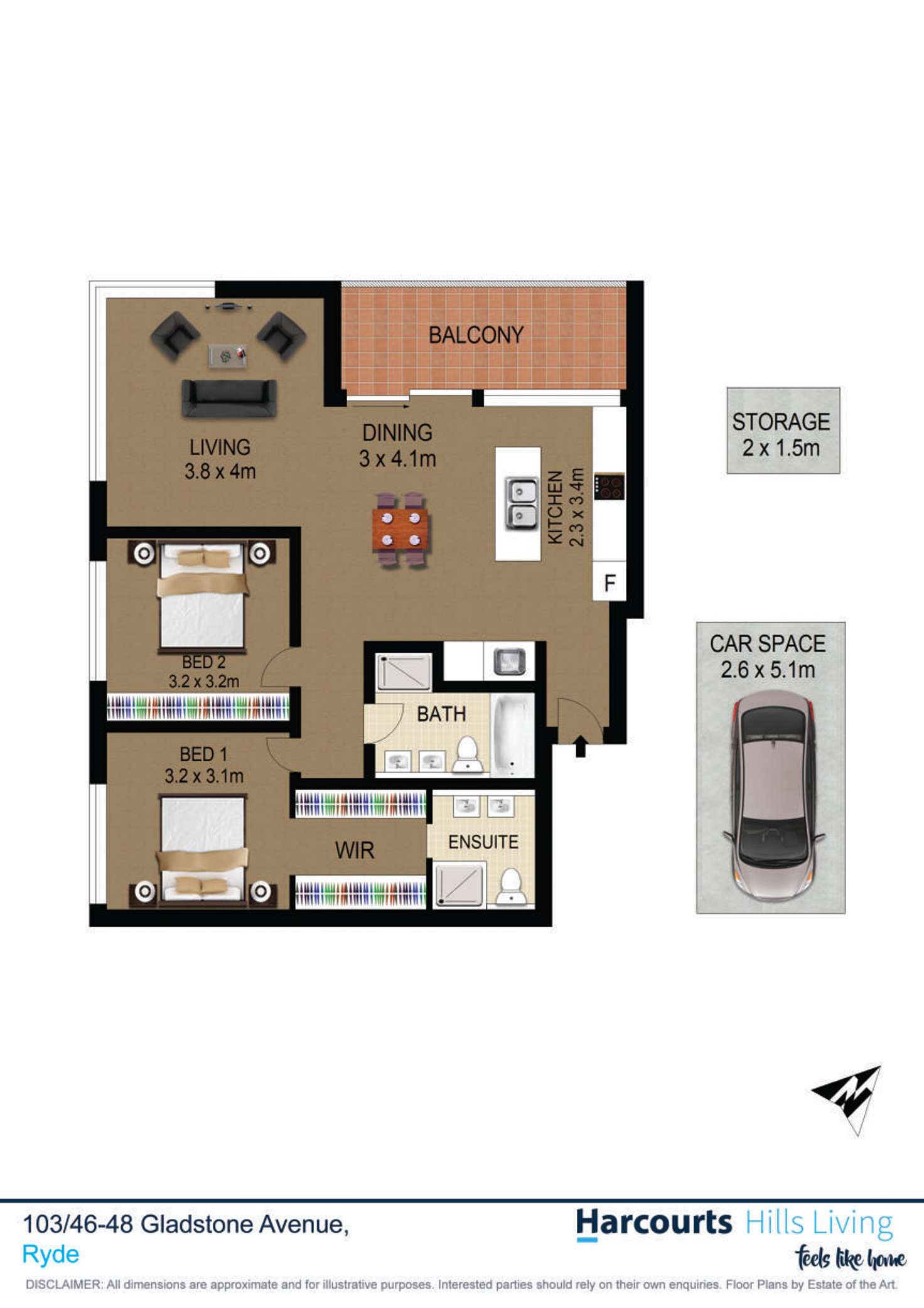 Floorplan of Homely apartment listing, 103/46-48 Gladstone Avenue, Ryde NSW 2112