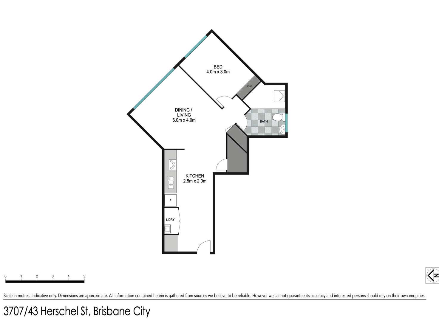 Floorplan of Homely apartment listing, 3707/43 Herschel Street, Brisbane City QLD 4000