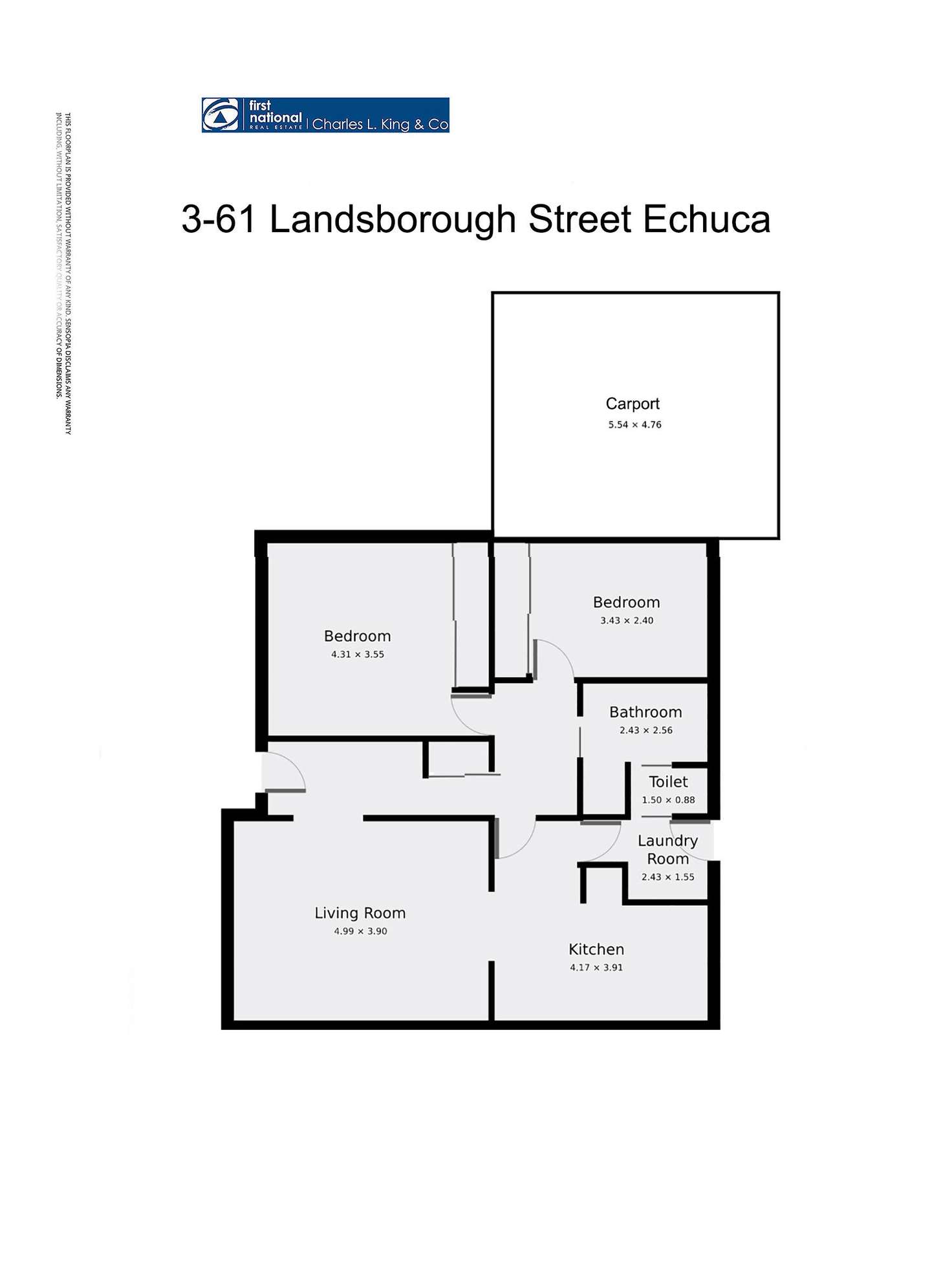 Floorplan of Homely unit listing, 3/61 Landsborough Street, Echuca VIC 3564