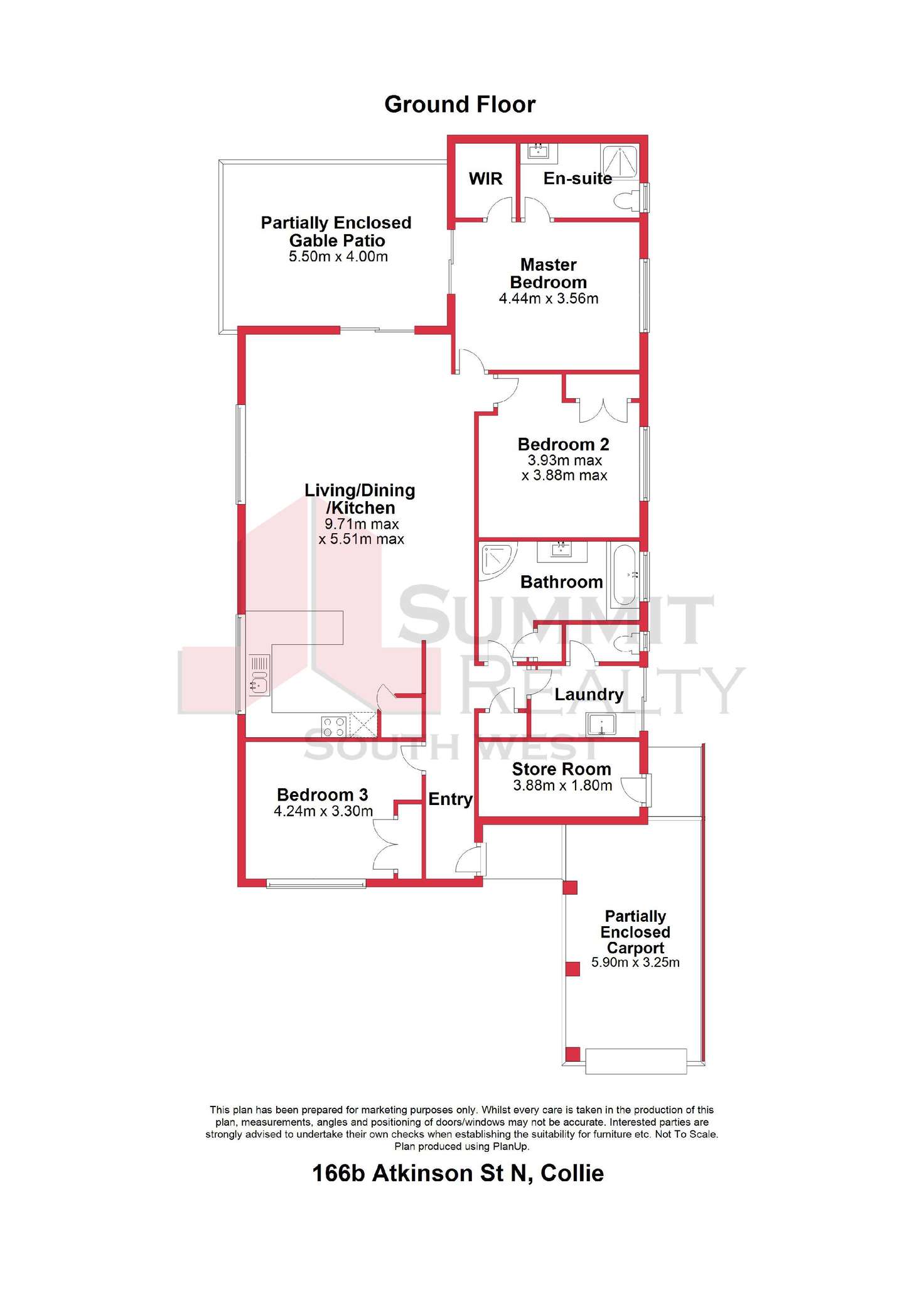 Floorplan of Homely unit listing, 166B Atkinson Street, Collie WA 6225