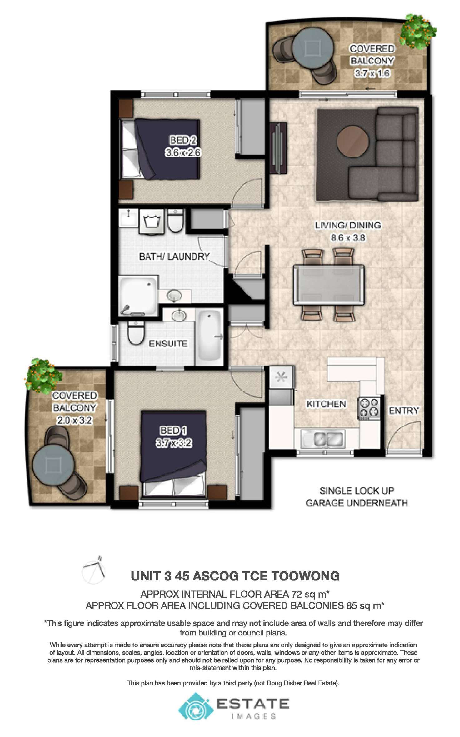 Floorplan of Homely unit listing, 3/45 Ascog Terrace, Toowong QLD 4066