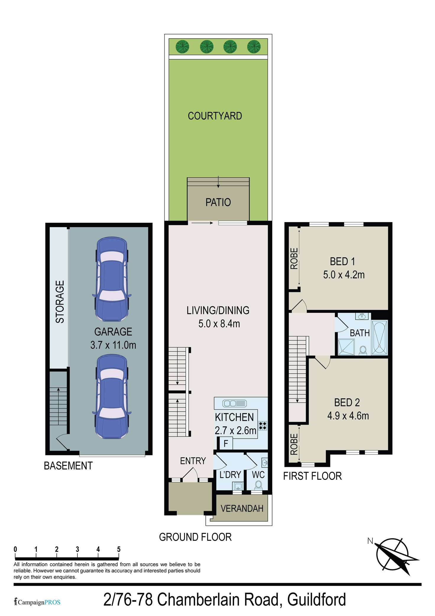 Floorplan of Homely townhouse listing, 2/76-78 Chamberlain Road, Guildford NSW 2161