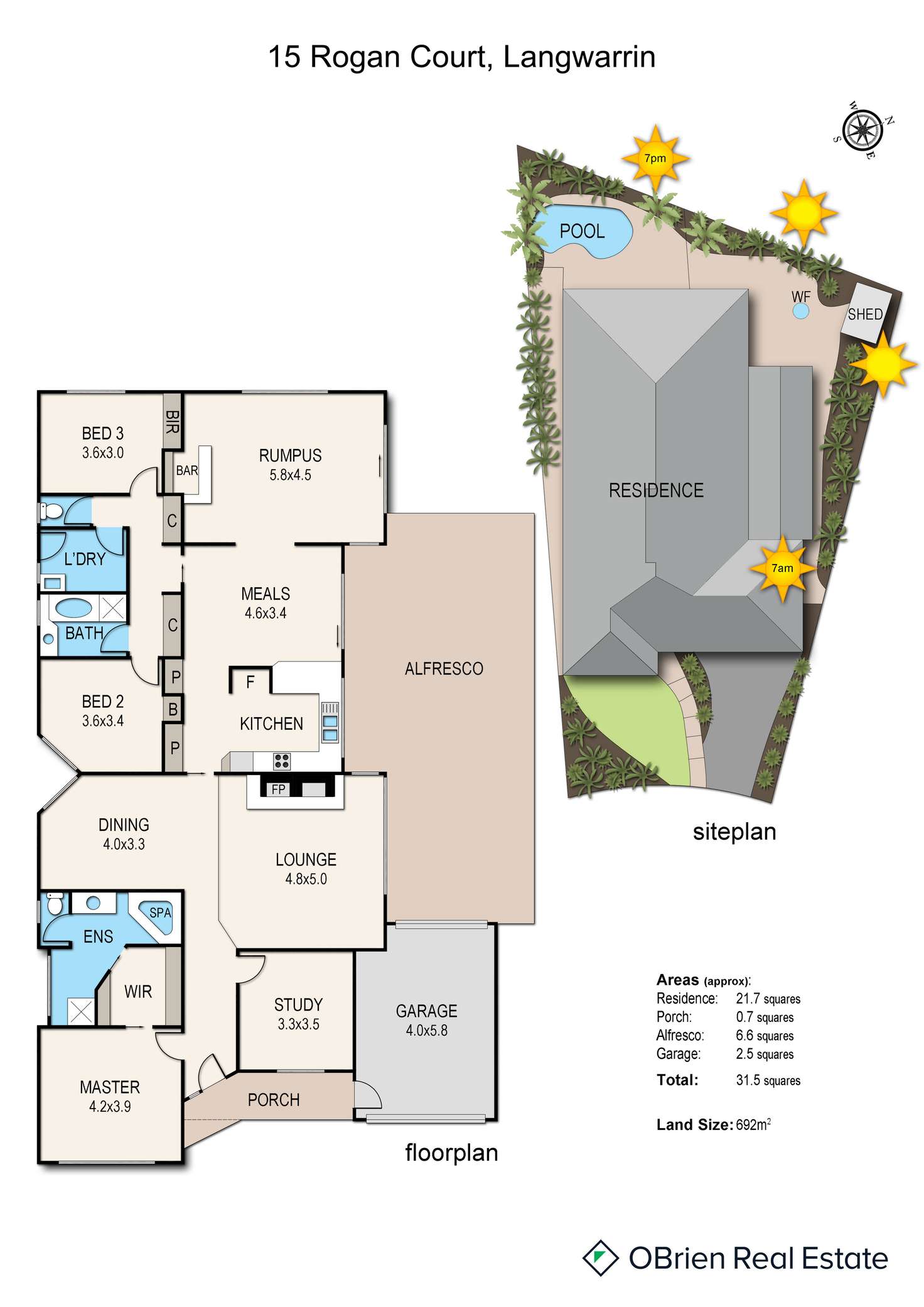 Floorplan of Homely house listing, 15 Rogan Court, Langwarrin VIC 3910