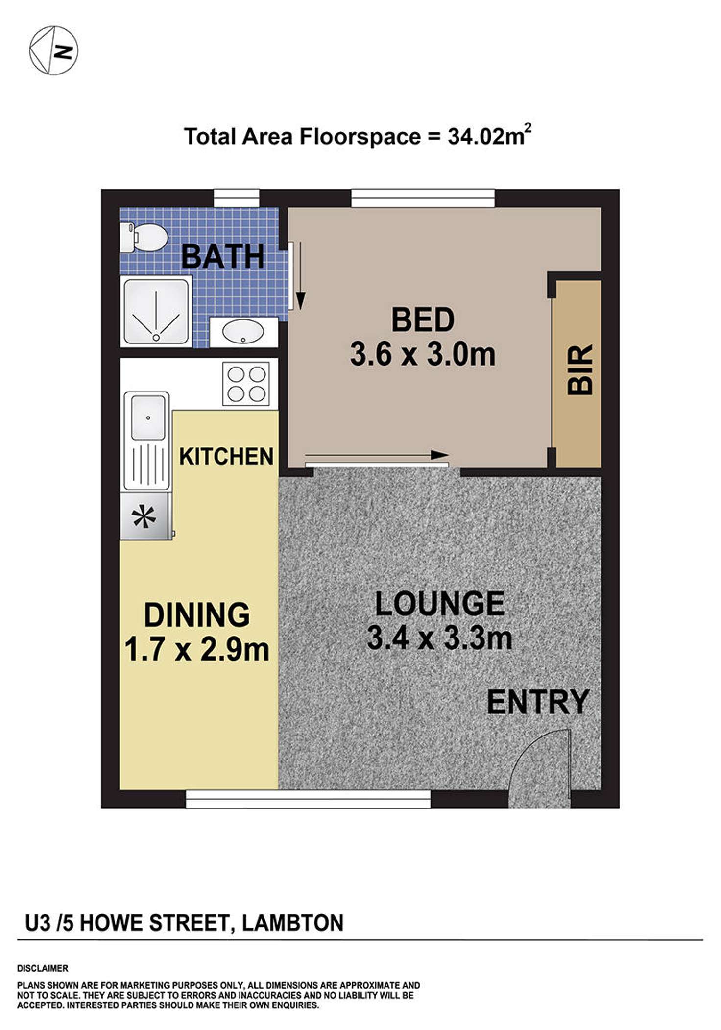 Floorplan of Homely unit listing, 3/5 Howe Street, Lambton NSW 2299