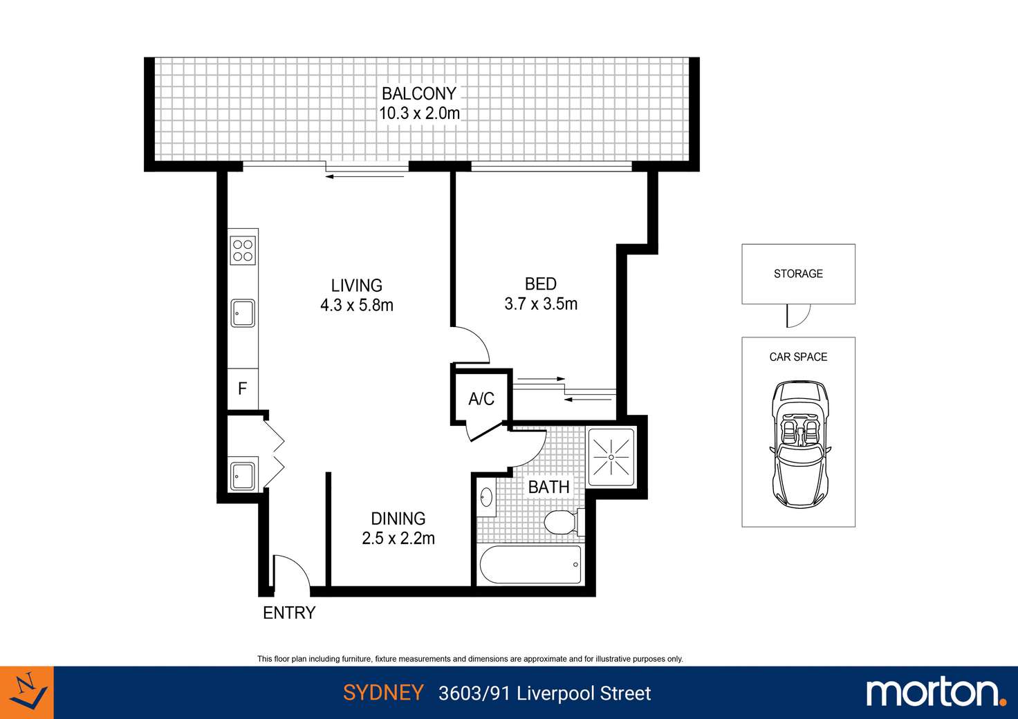 Floorplan of Homely apartment listing, 3603/91 Liverpool Street, Sydney NSW 2000
