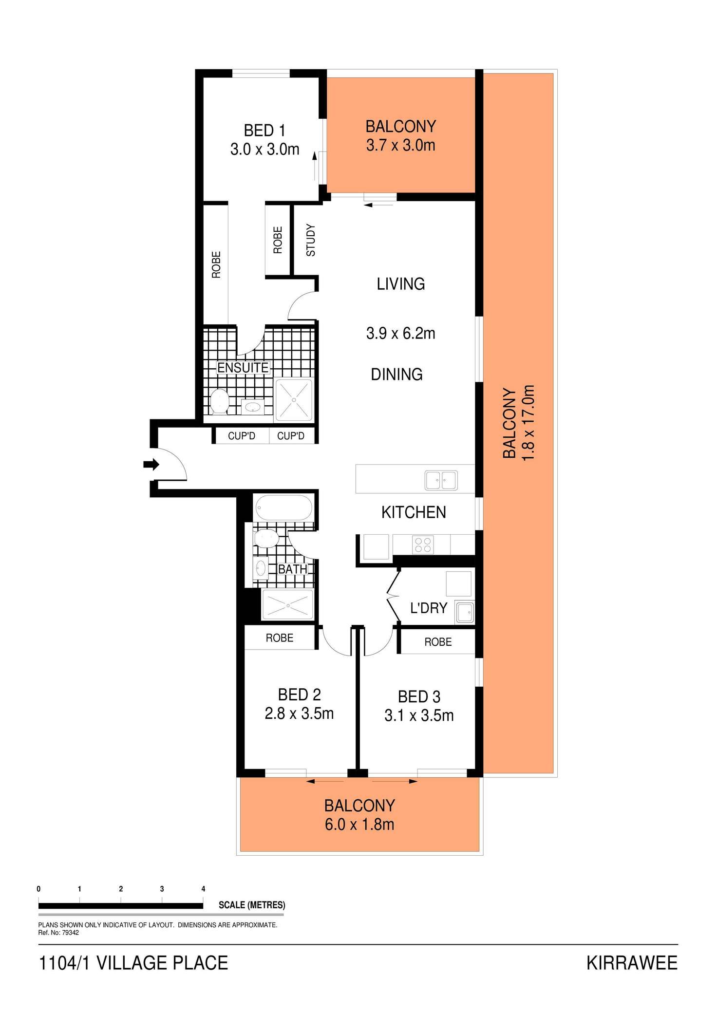 Floorplan of Homely unit listing, 1104/1 Village Place, Kirrawee NSW 2232