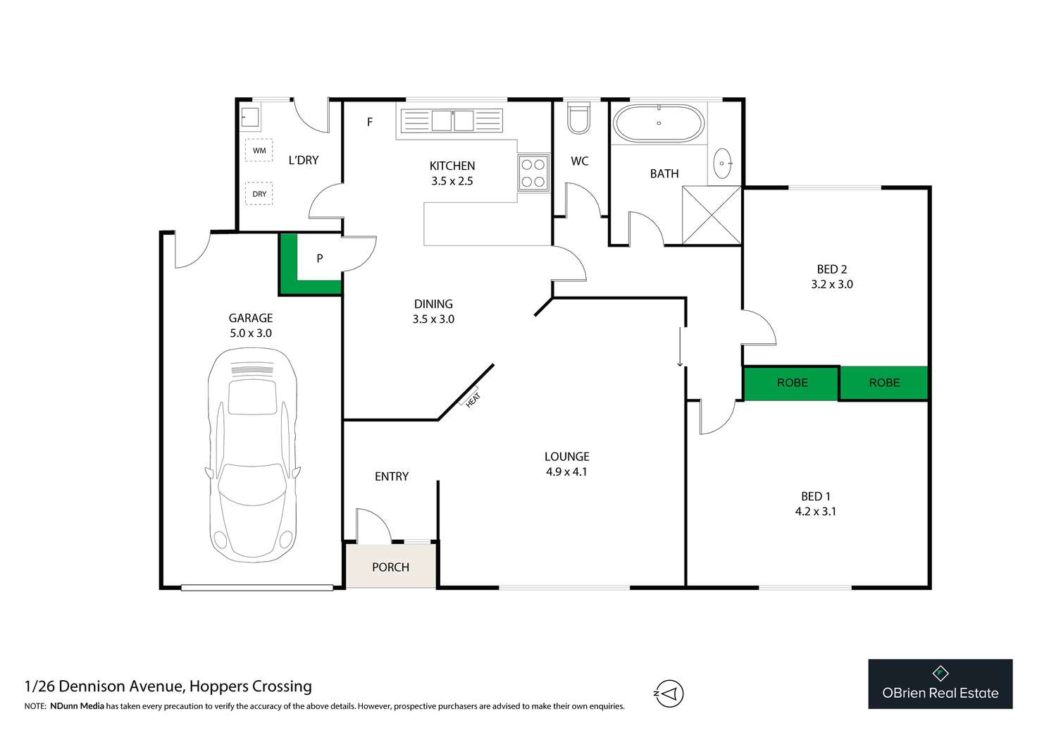 Floorplan of Homely unit listing, 1/26 Dennison Avenue, Hoppers Crossing VIC 3029