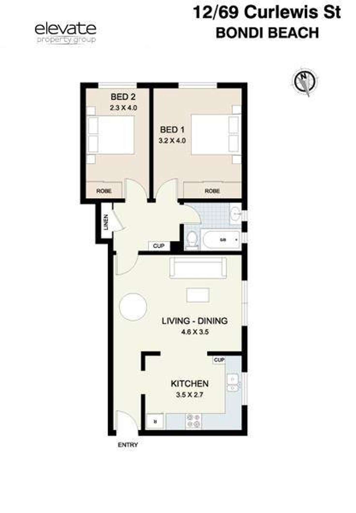 Floorplan of Homely apartment listing, 12/69 Curlewis Street, Bondi Beach NSW 2026