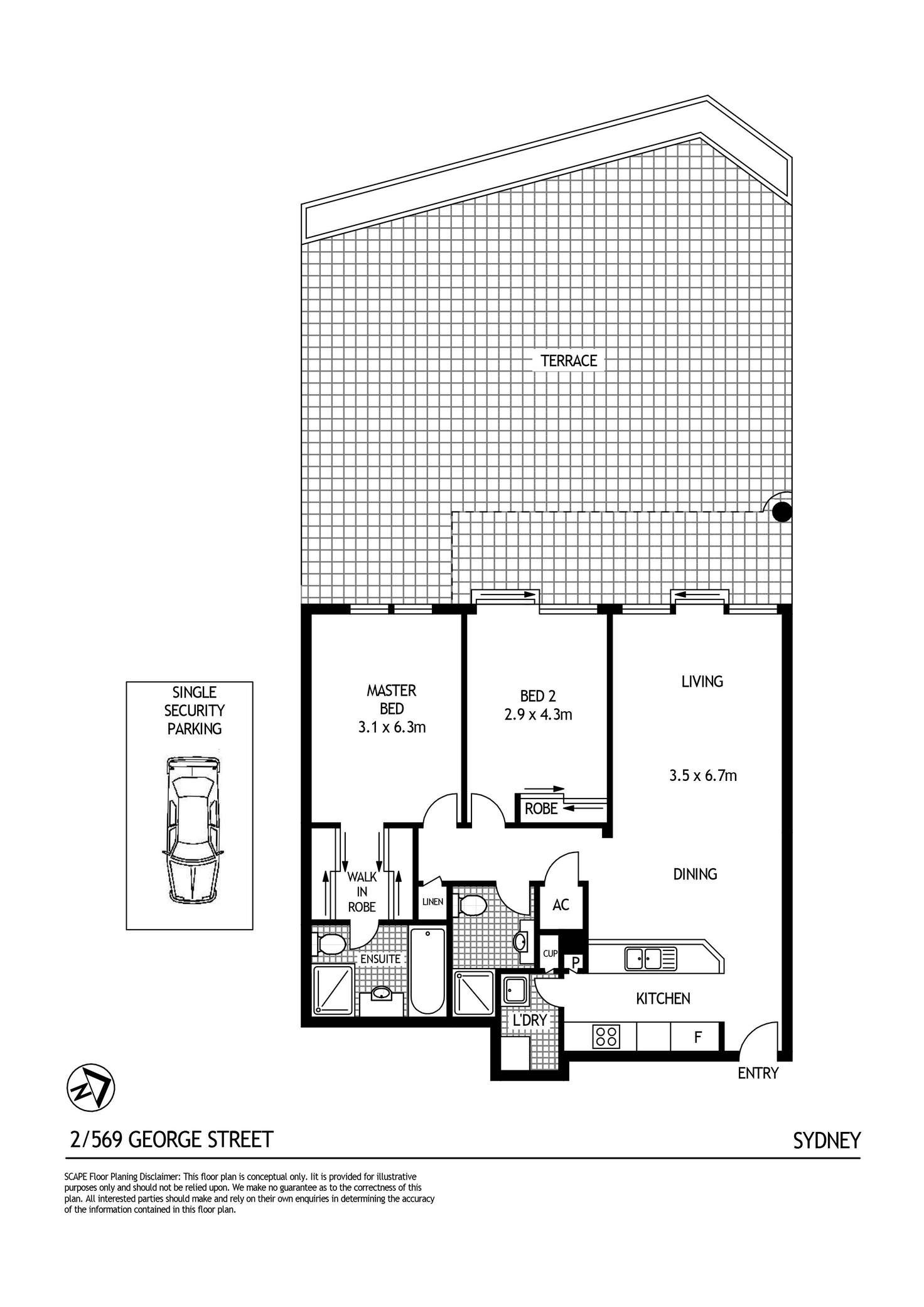 Floorplan of Homely unit listing, 2/569 George Street, Sydney NSW 2000