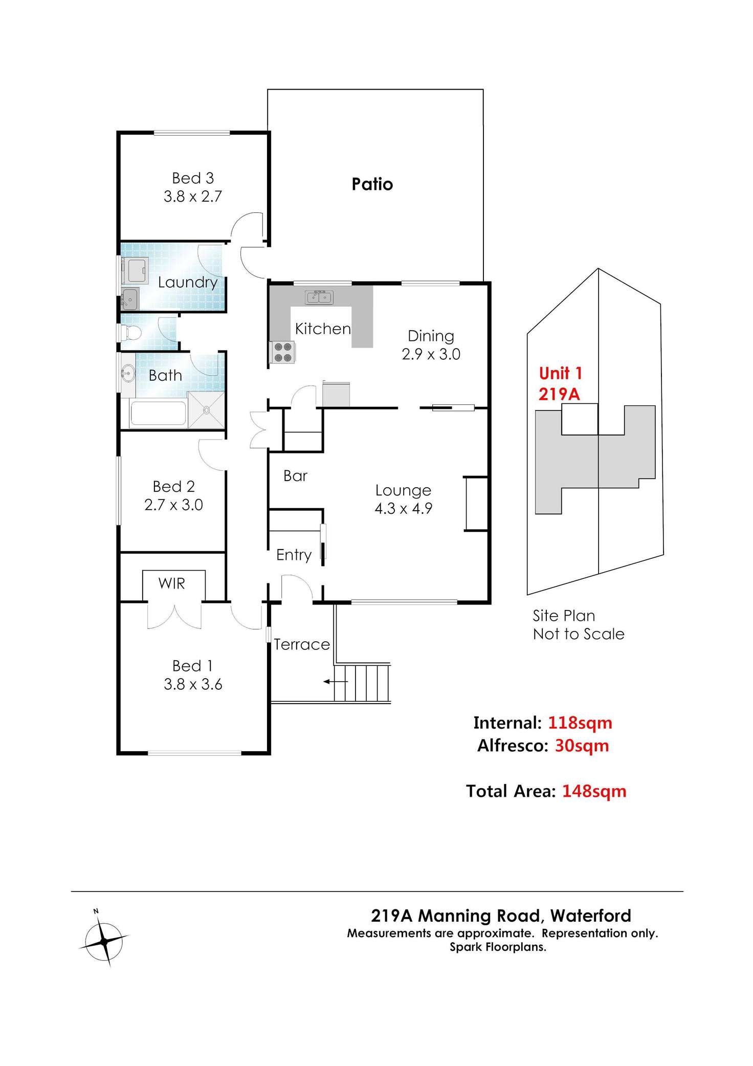 Floorplan of Homely semiDetached listing, 219A Manning Road, Waterford WA 6152