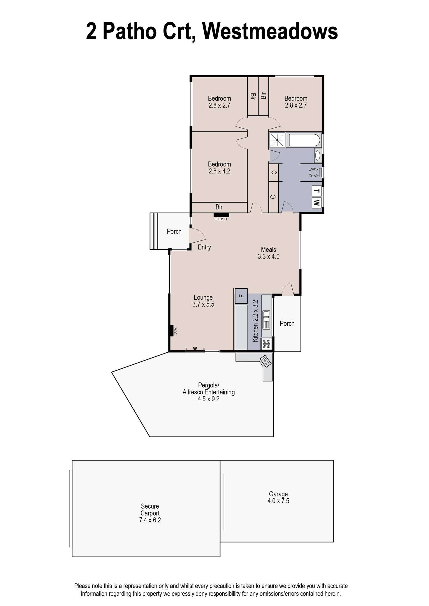 Floorplan of Homely house listing, 2 Patho Court, Westmeadows VIC 3049