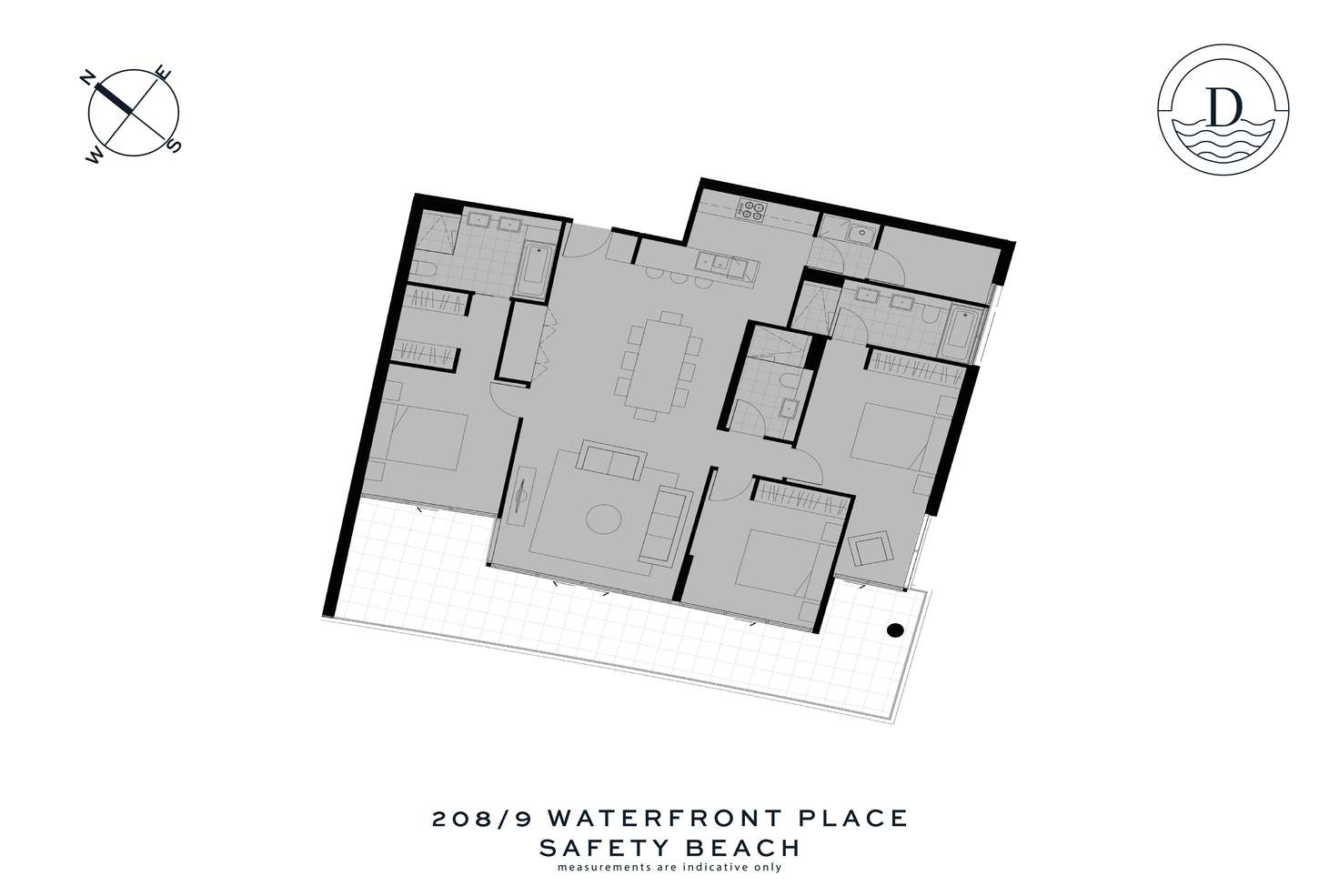 Floorplan of Homely apartment listing, 208/9 Waterfront Place, Safety Beach VIC 3936