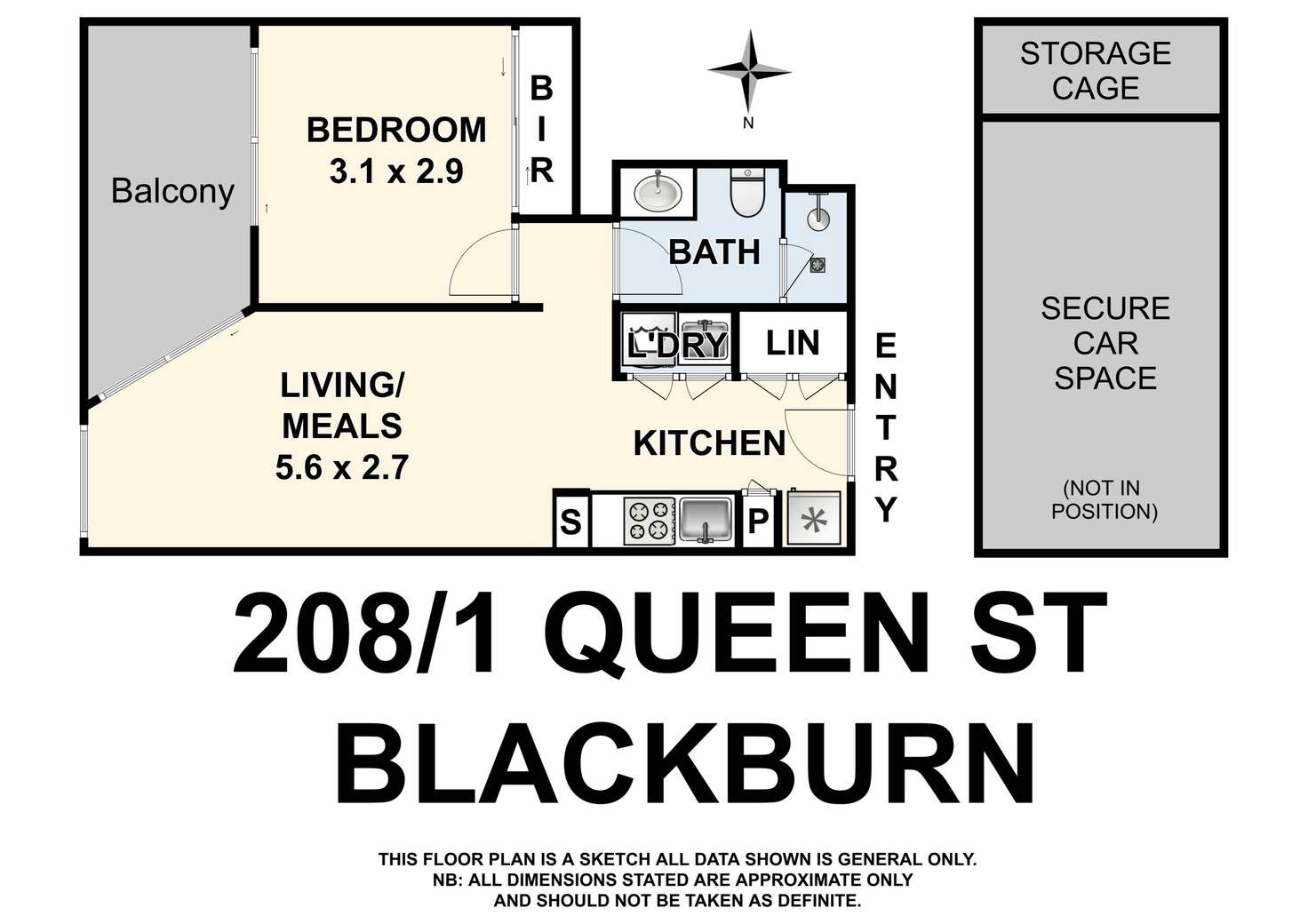 Floorplan of Homely apartment listing, 208/1 Queen Street, Blackburn VIC 3130