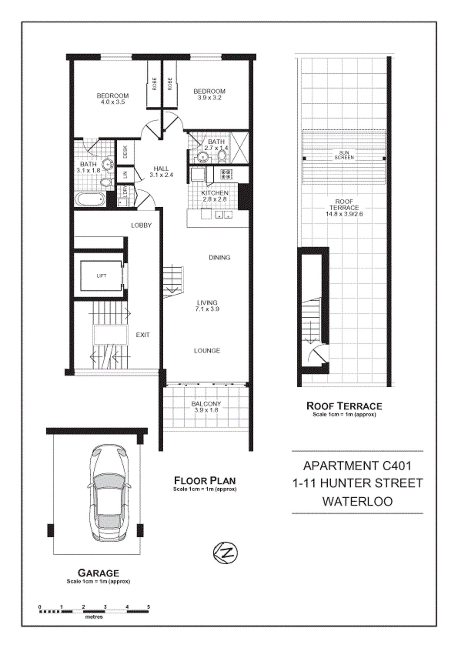 Floorplan of Homely apartment listing, C401/5 Hunter Street, Waterloo NSW 2017